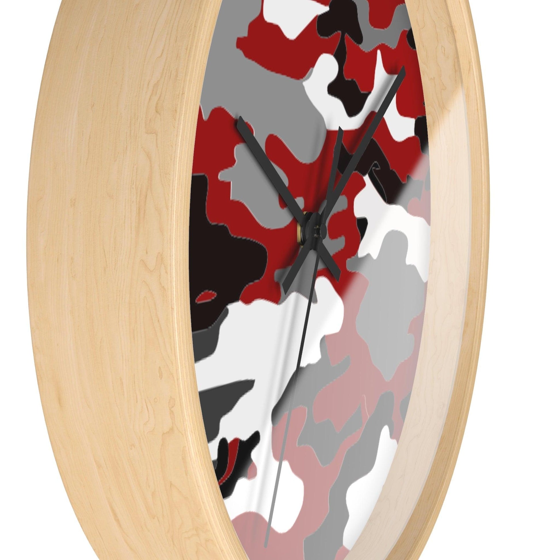 Red Black White Camo Wall Clock - Lizard Vigilante