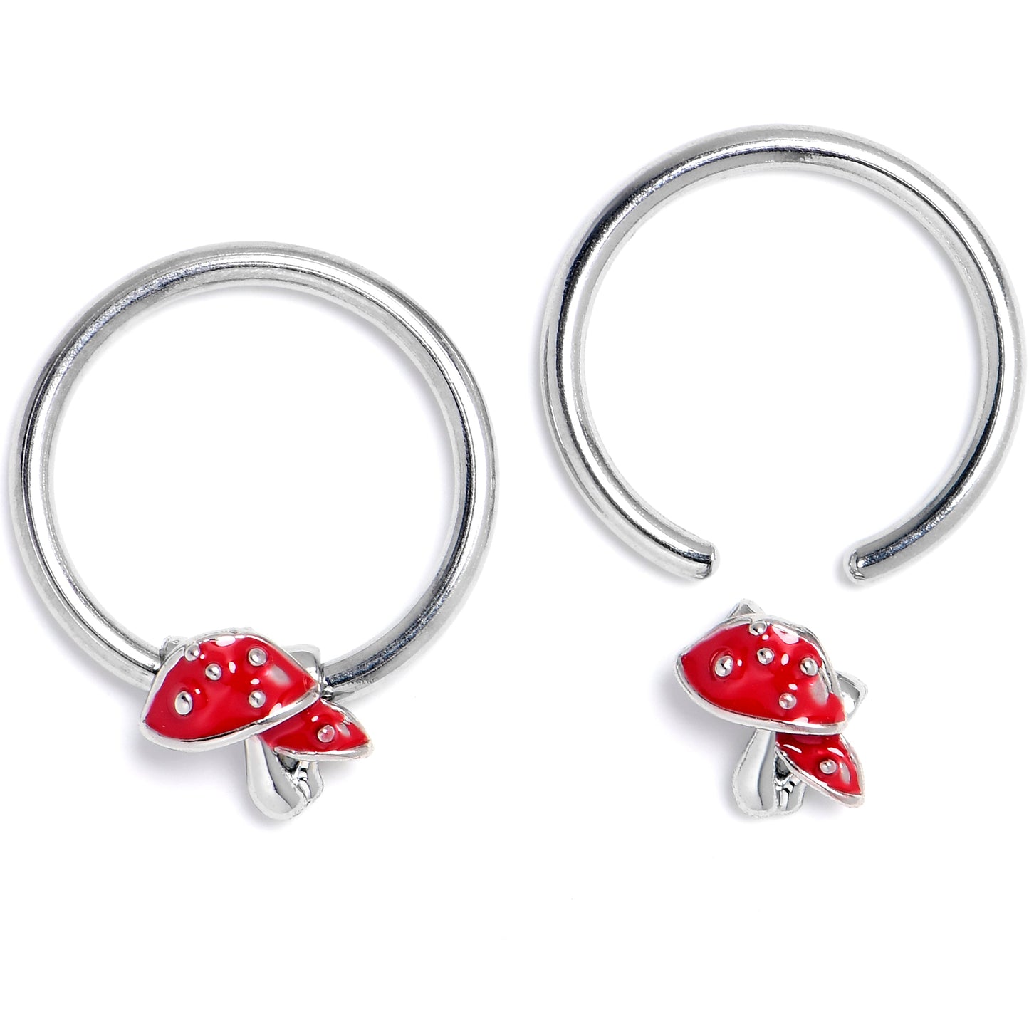 16G 3/8 Mushroom Red Top BCR Captive Ring Set of 4