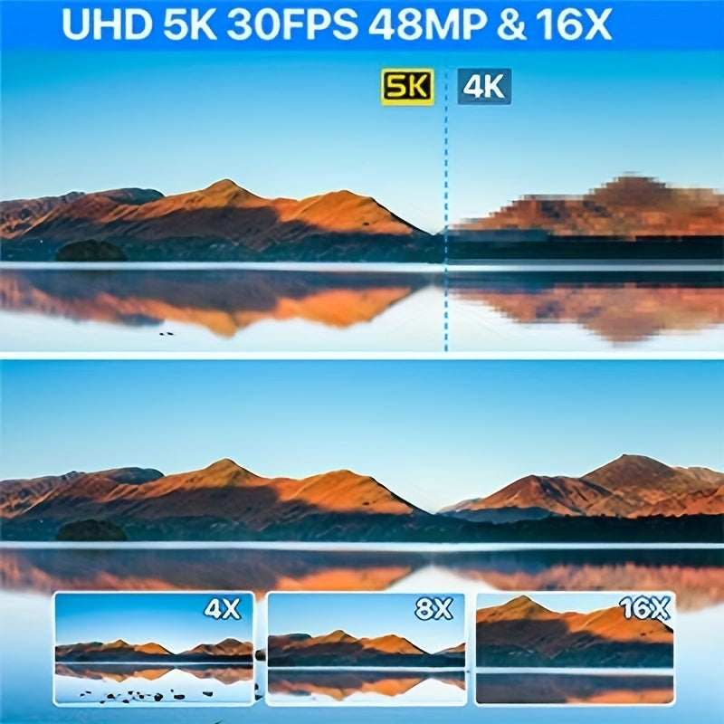 Nicamery 3.0-inch Rotating 270-degree Capacitive Touch Screen, 5K HD Digital Video Camera, 48MP Pixels, 16x Digital Zoom, Supports WIFI, HD, Six-axis Stabilization, Remote Control Manipulation, Comes With 2 Pieces Of 2000mAh