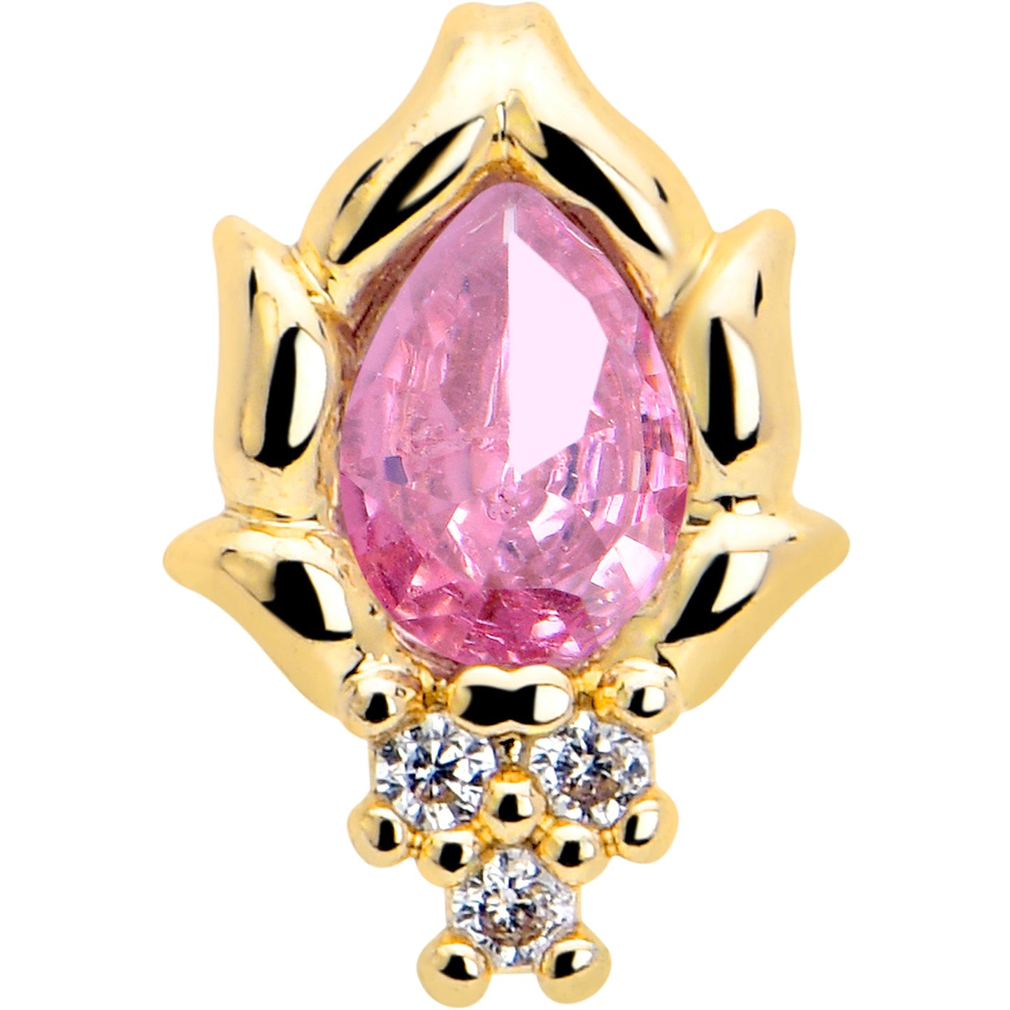 16G 5/16 Pink CZ Gem Gold Tone Style Fire Labret Monroe Tragus