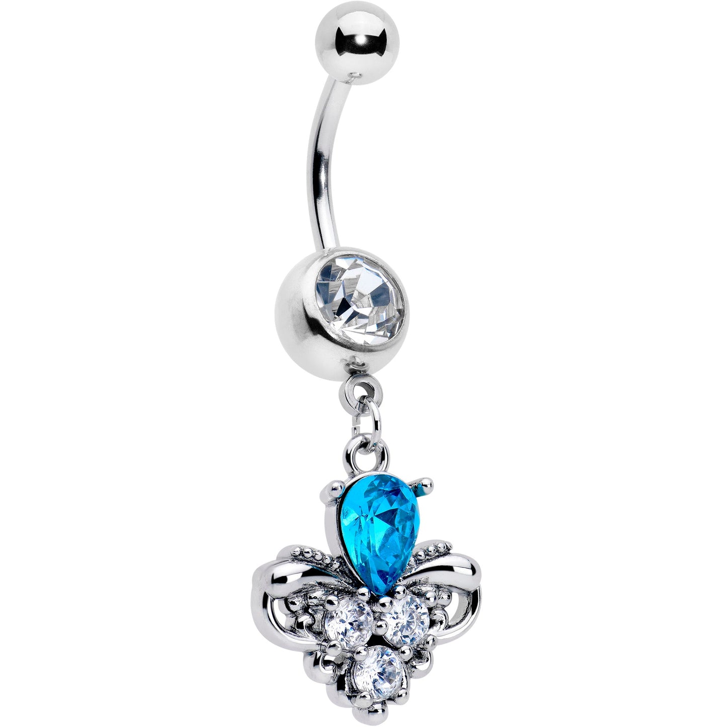 Blue Clear Gem Style Simplicity Dangle Belly Ring