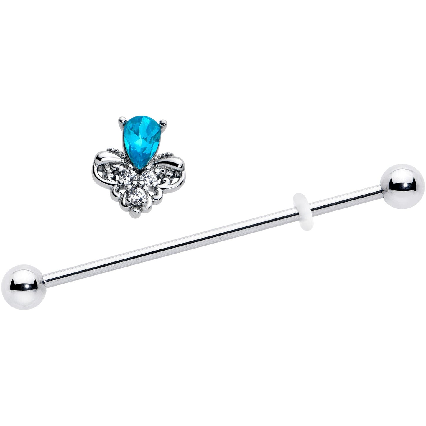 14G Blue Gem Style Simplicity Industrial Barbell 38mm