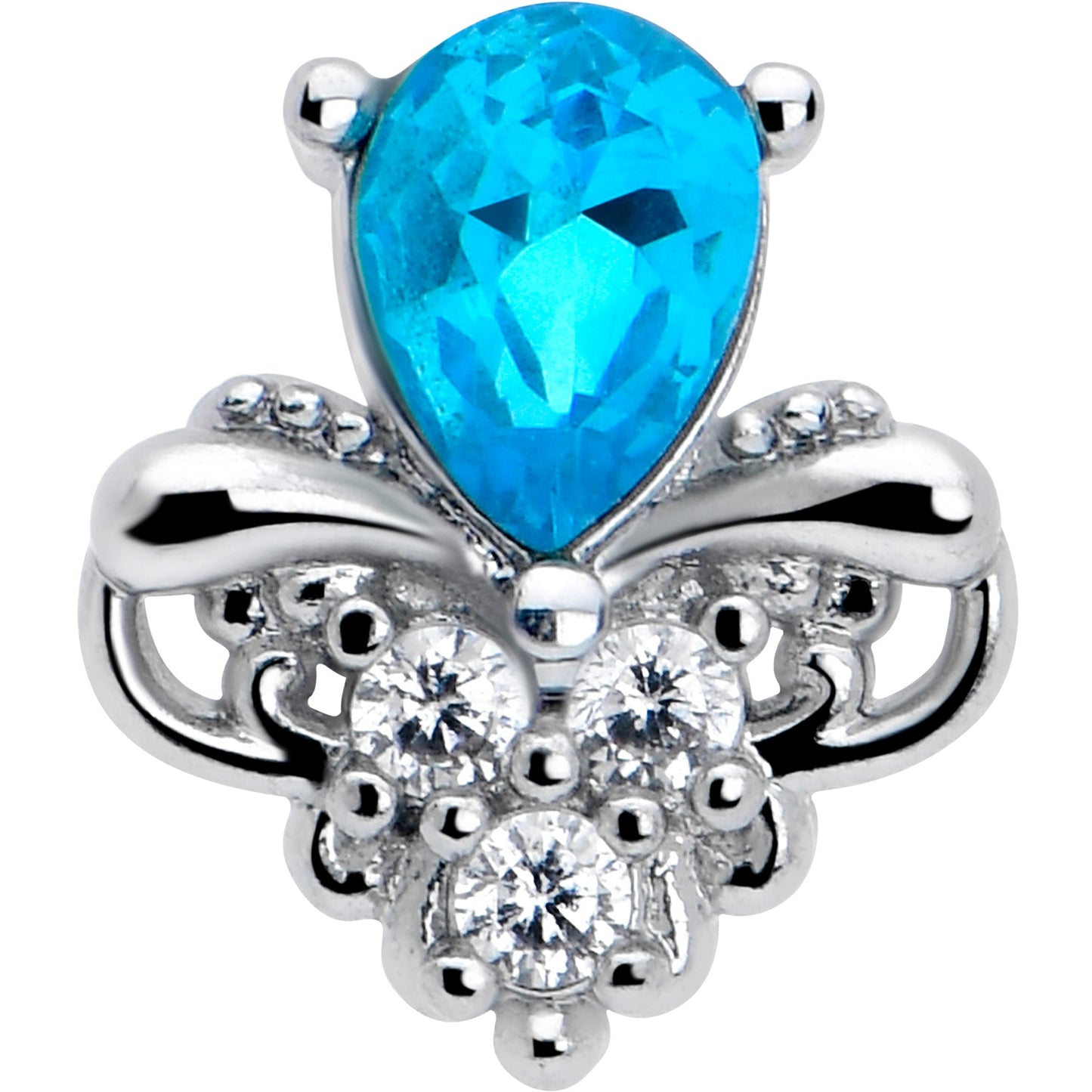 20G 7mm Blue Gem Style Simplicity L Shape Nose Ring