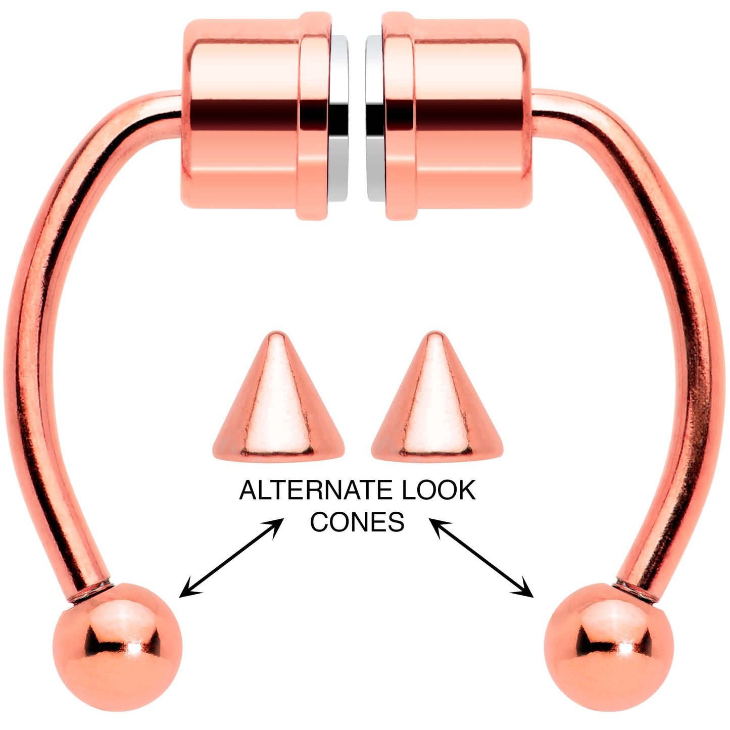 Rose Gold Tone Magnetic Septum Ring Horseshoe Non-Pierced Fake Nose Ring Set