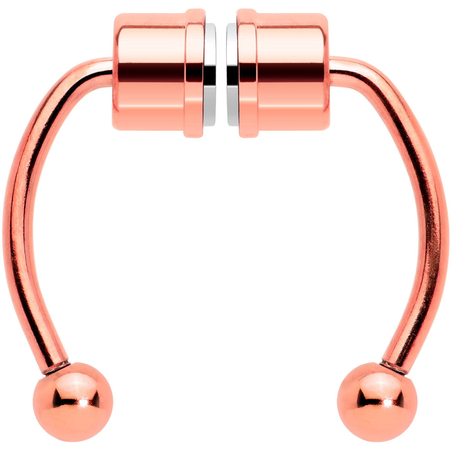 Rose Gold Tone Magnetic Septum Ring Horseshoe Non-Pierced Fake Nose Ring Set