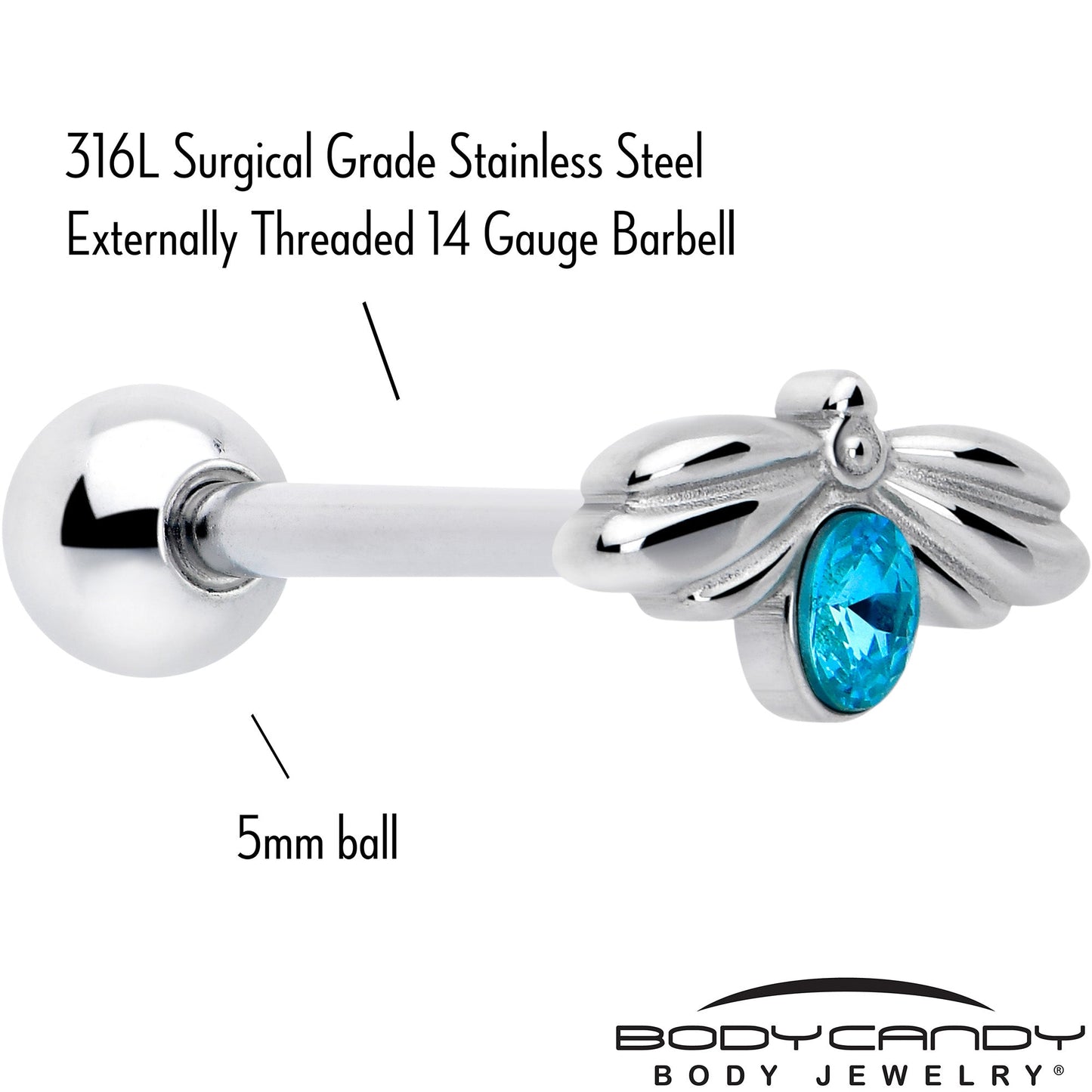 Blue Gem Little Cutie Bee Barbell Tongue Ring