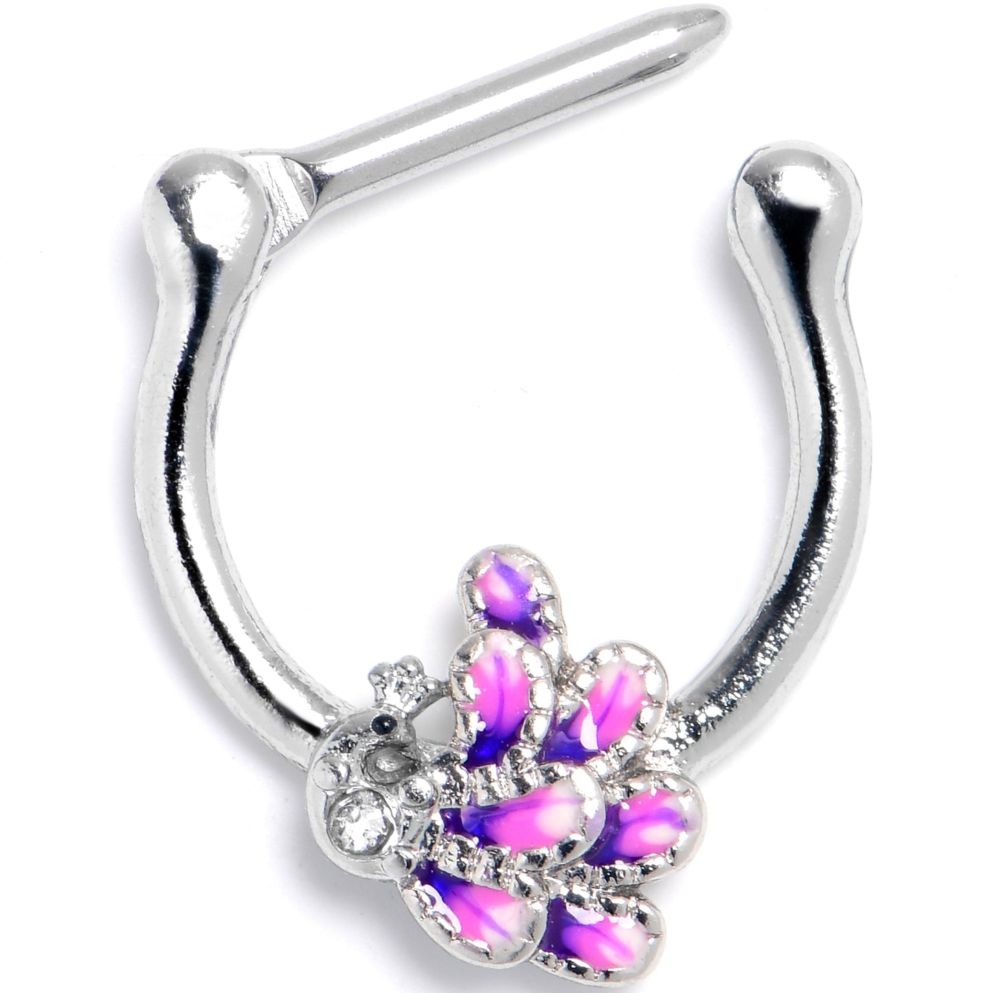 16G 5/16 Black Gem Peacock Purple Cartilage Clicker