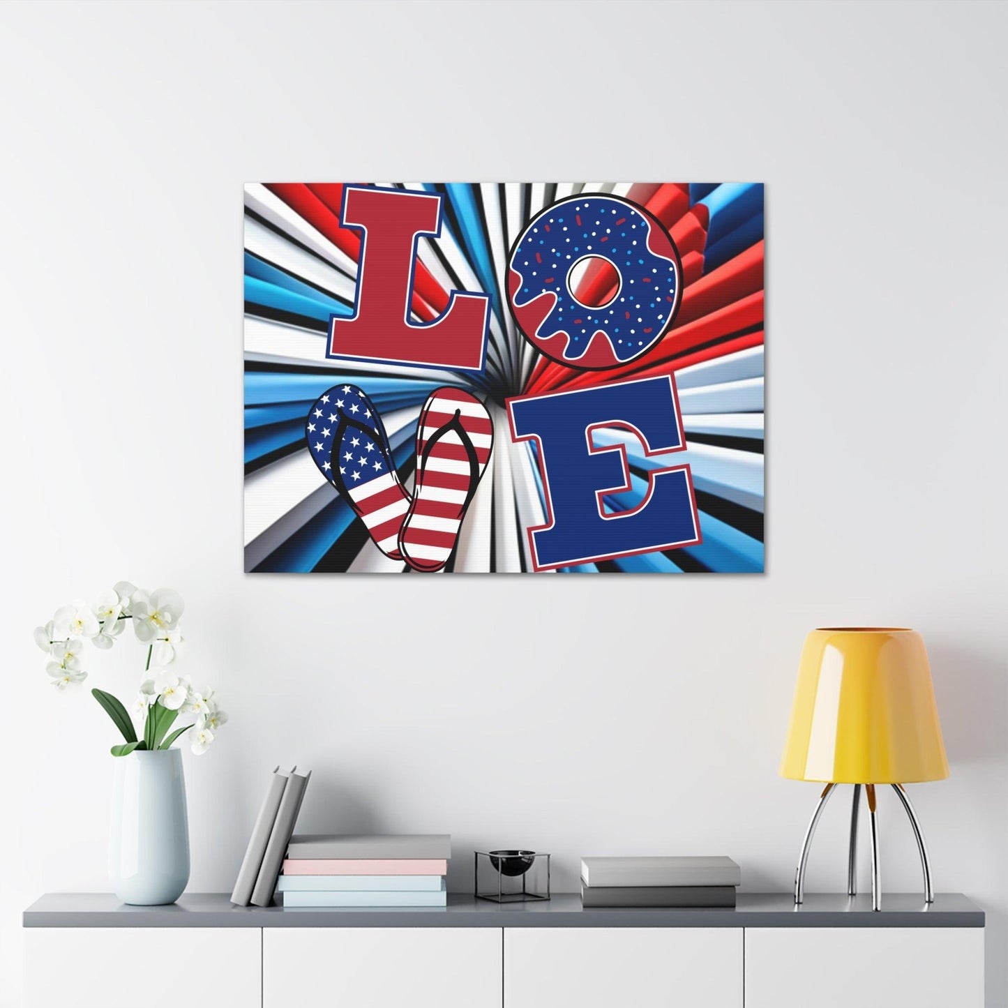 Patriotic Americans LOVE Valentine’s Day July 4th Canvas Gallery Wraps - Lizard Vigilante