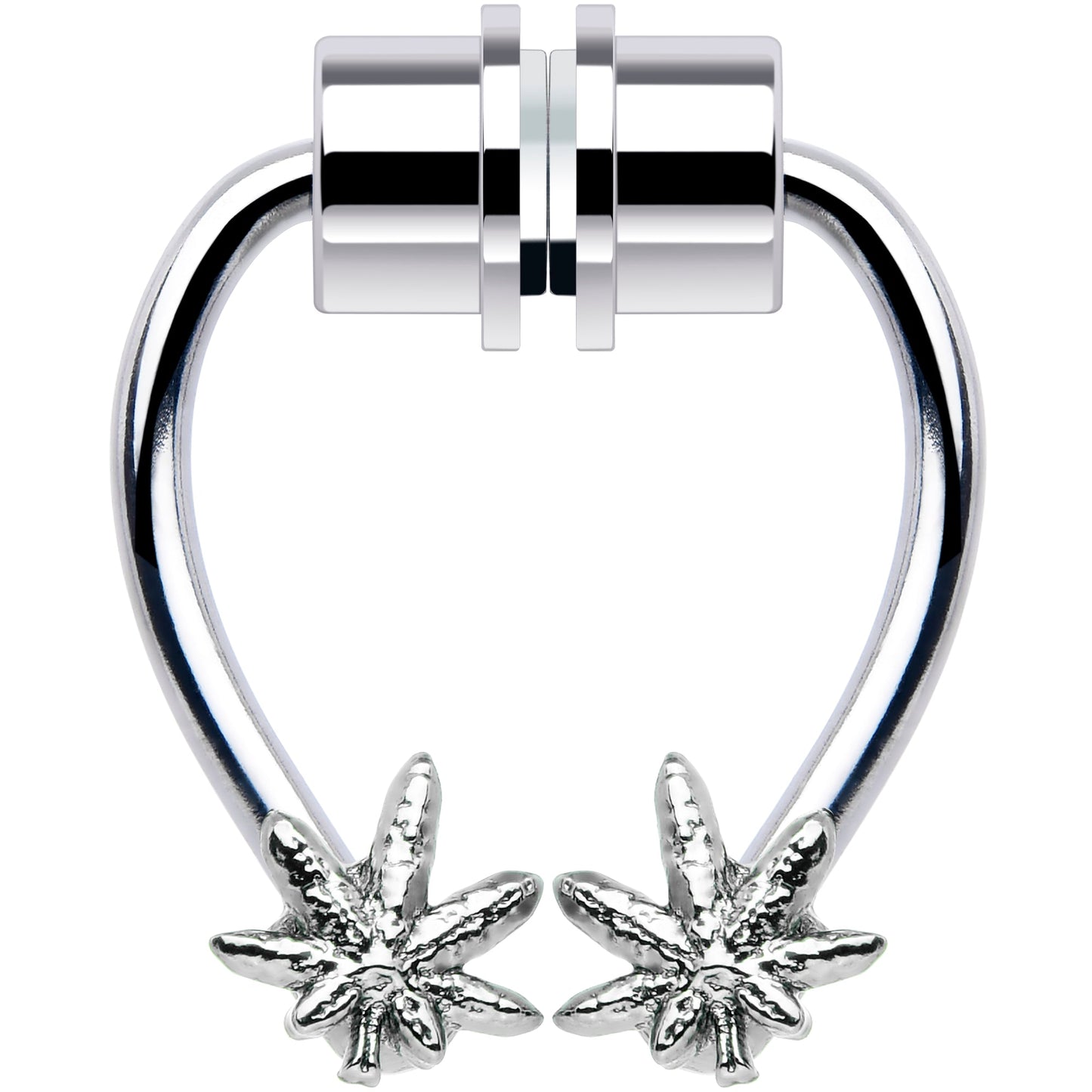 Pot Leaf Magnetic Septum Ring Horseshoe Non-Pierced Fake Nose Ring