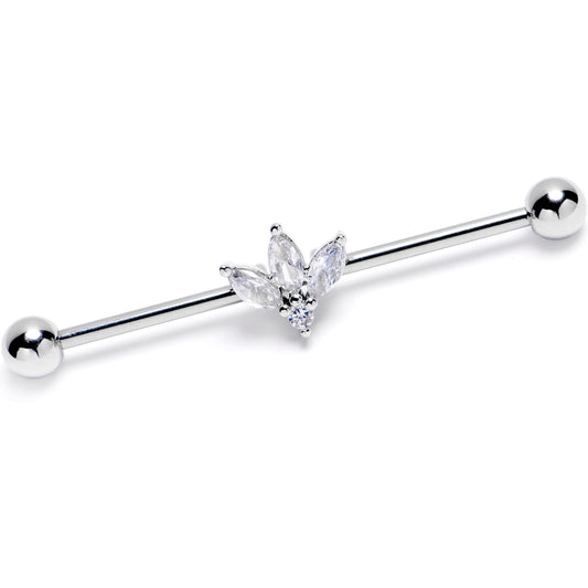 14G Clear Gem Fashion Fan Mini Industrial Barbell 38mm