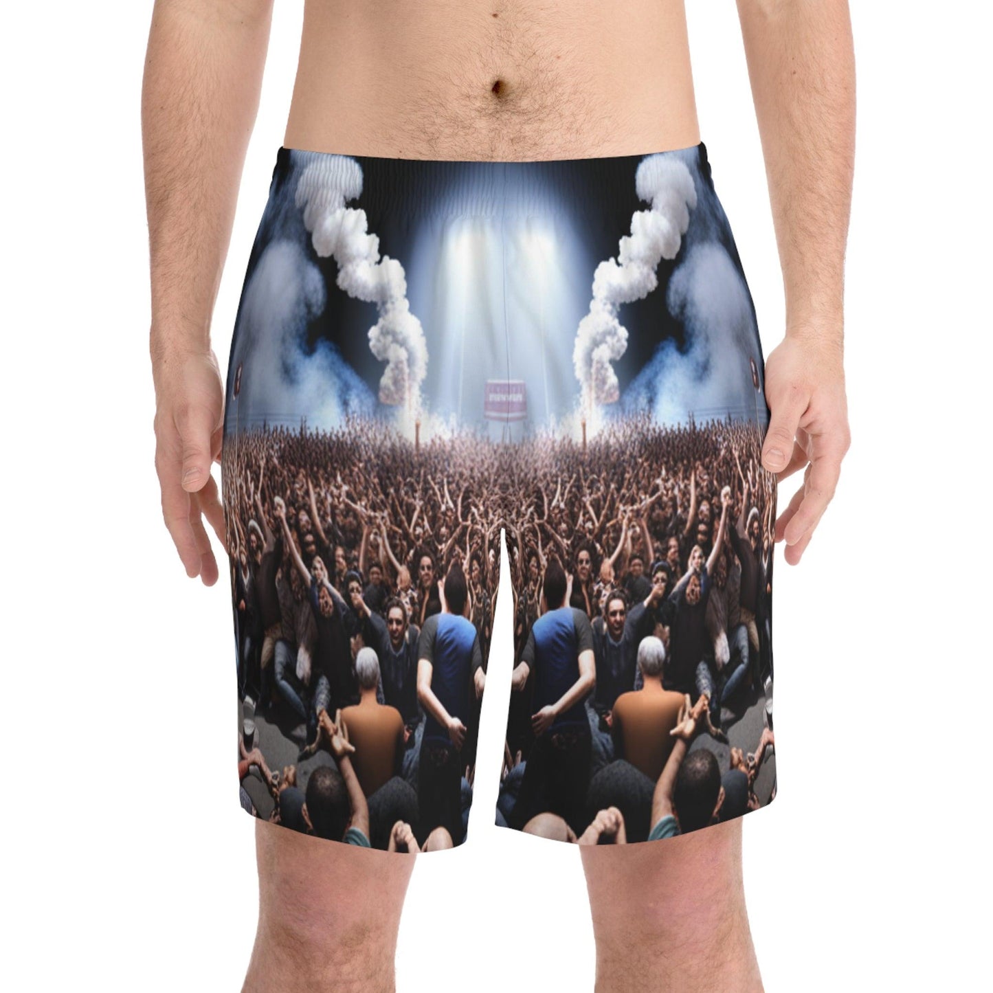 Metal Concert Rendered Men's Elastic Beach Shorts - Lizard Vigilante