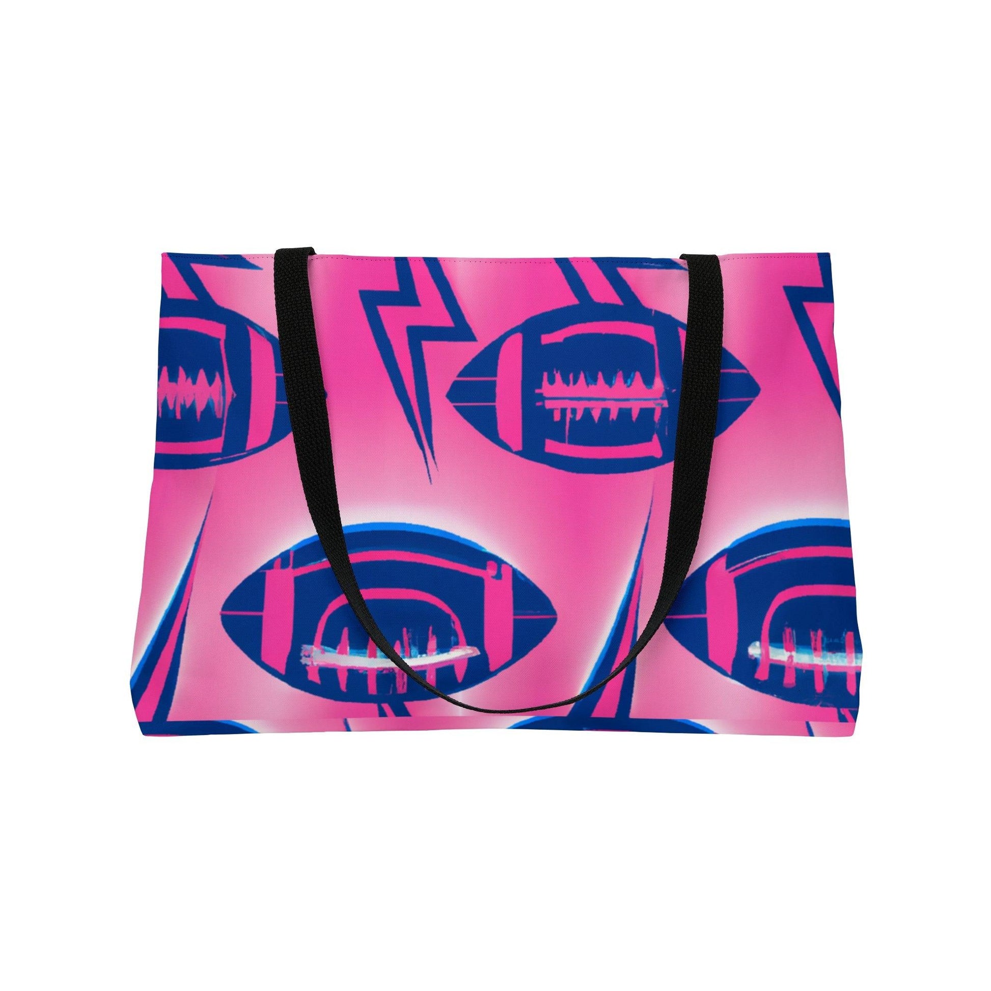 Pink Lightning American Football Weekender Tote Bag - Lizard Vigilante