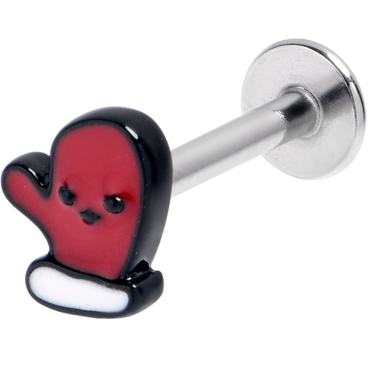 16G 5/16 Winter Mitten Red White Labret Monroe Tragus