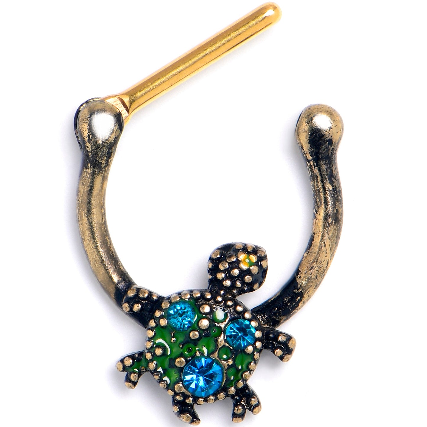 16G 5/16 Blue Gem Gold Tone Sweet Sea Turtle Cartilage Clicker