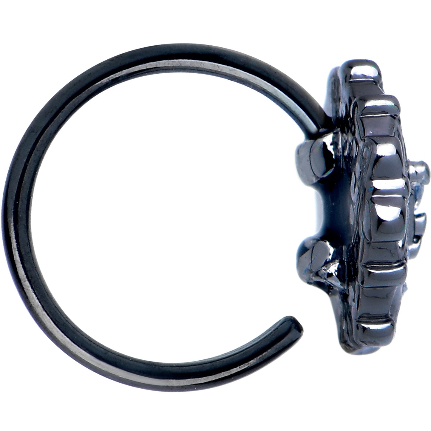 20G 5/16 Blue Aurora Gem Black Night Blossom Nose Hoop