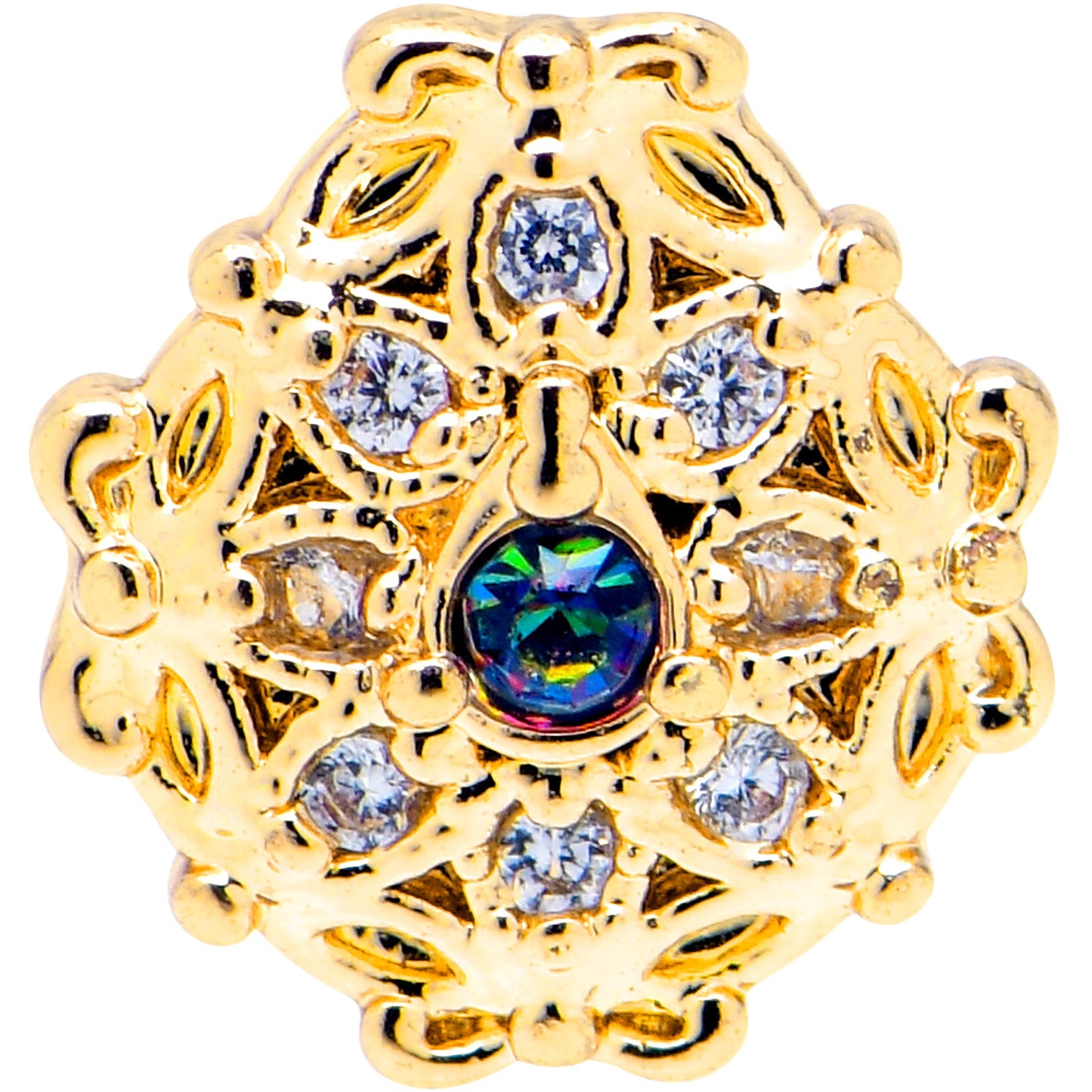 16G 1/4 Vitrail Gem Gold Tone Blossom Bloom Cartilage Earring