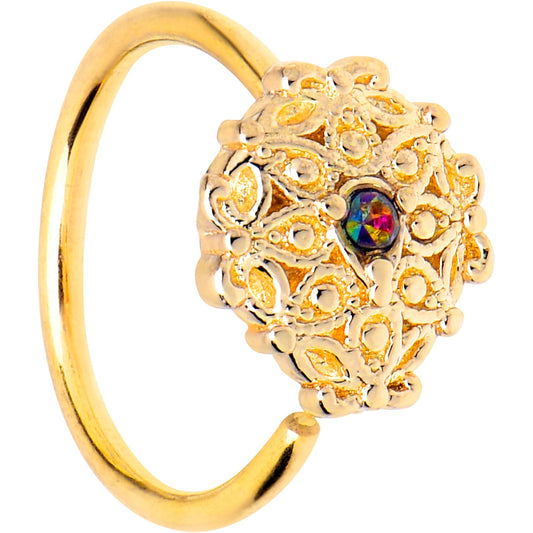 20G 5/16 Vitrail Gem Gold Tone Blossom Bloom Nose Hoop