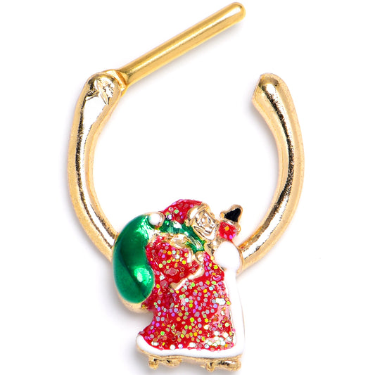 16G 5/16 Gold Tone Glitter Santa Red Christmas Cartilage Clicker
