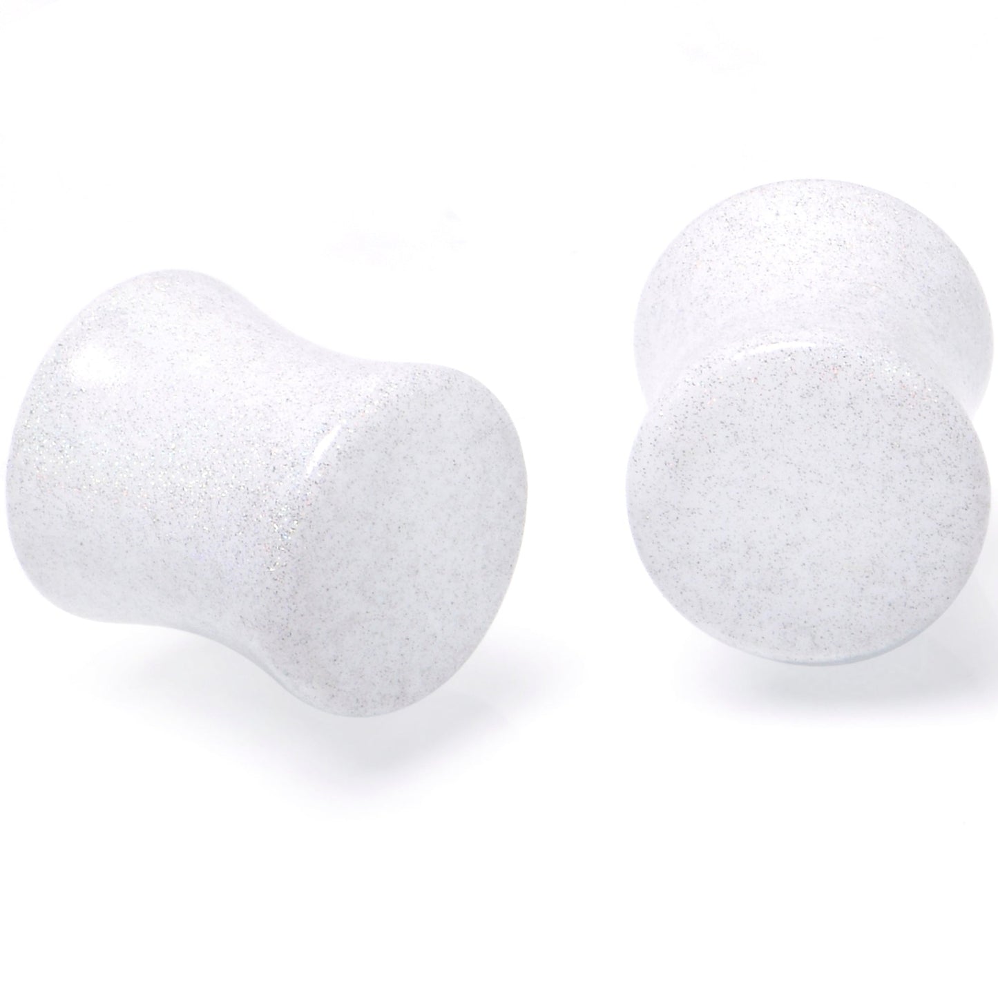 White Shimmer Acrylic Double Flare Plug Set 6mm to 20mm Sizes