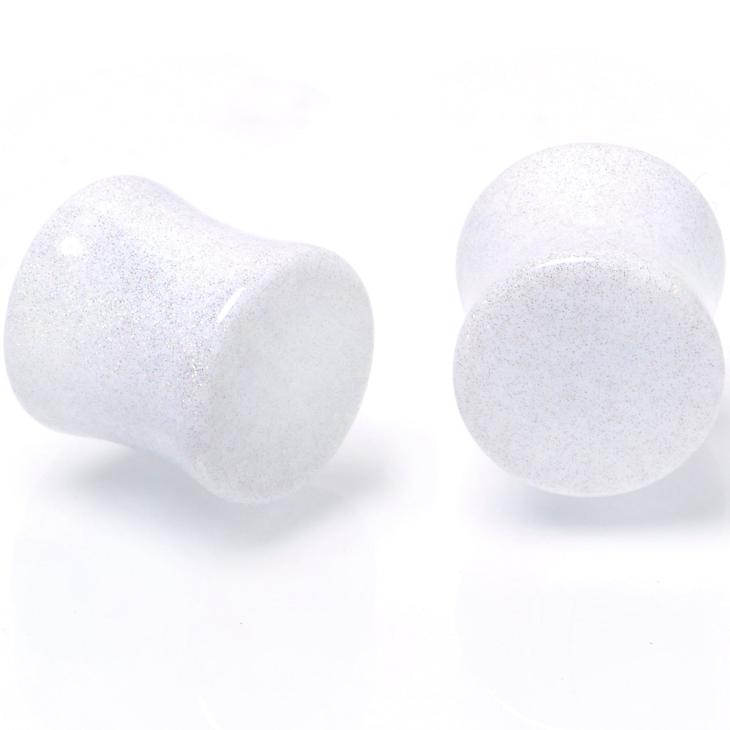 White Shimmer Acrylic Double Flare Plug Set 6mm to 20mm Sizes
