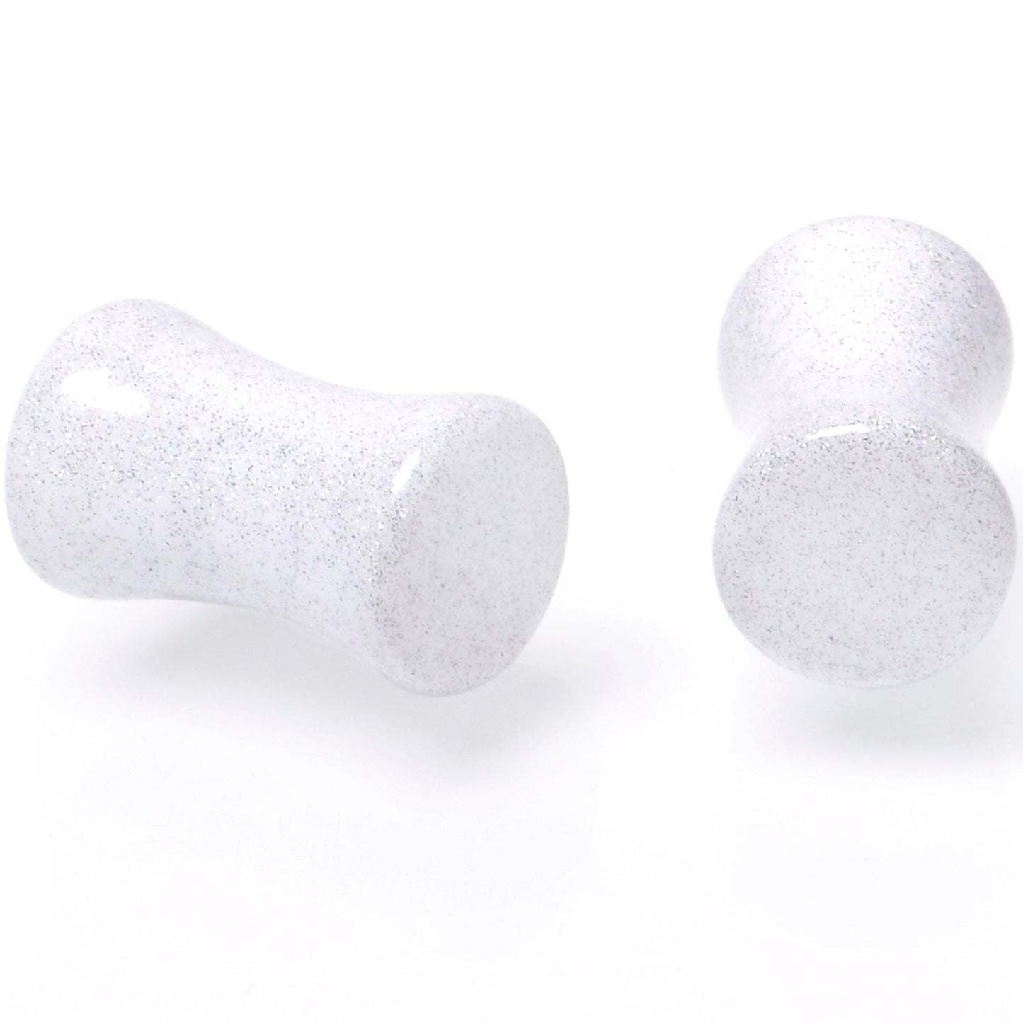 White Shimmer Acrylic Double Flare Plug Set 6mm to 20mm Sizes