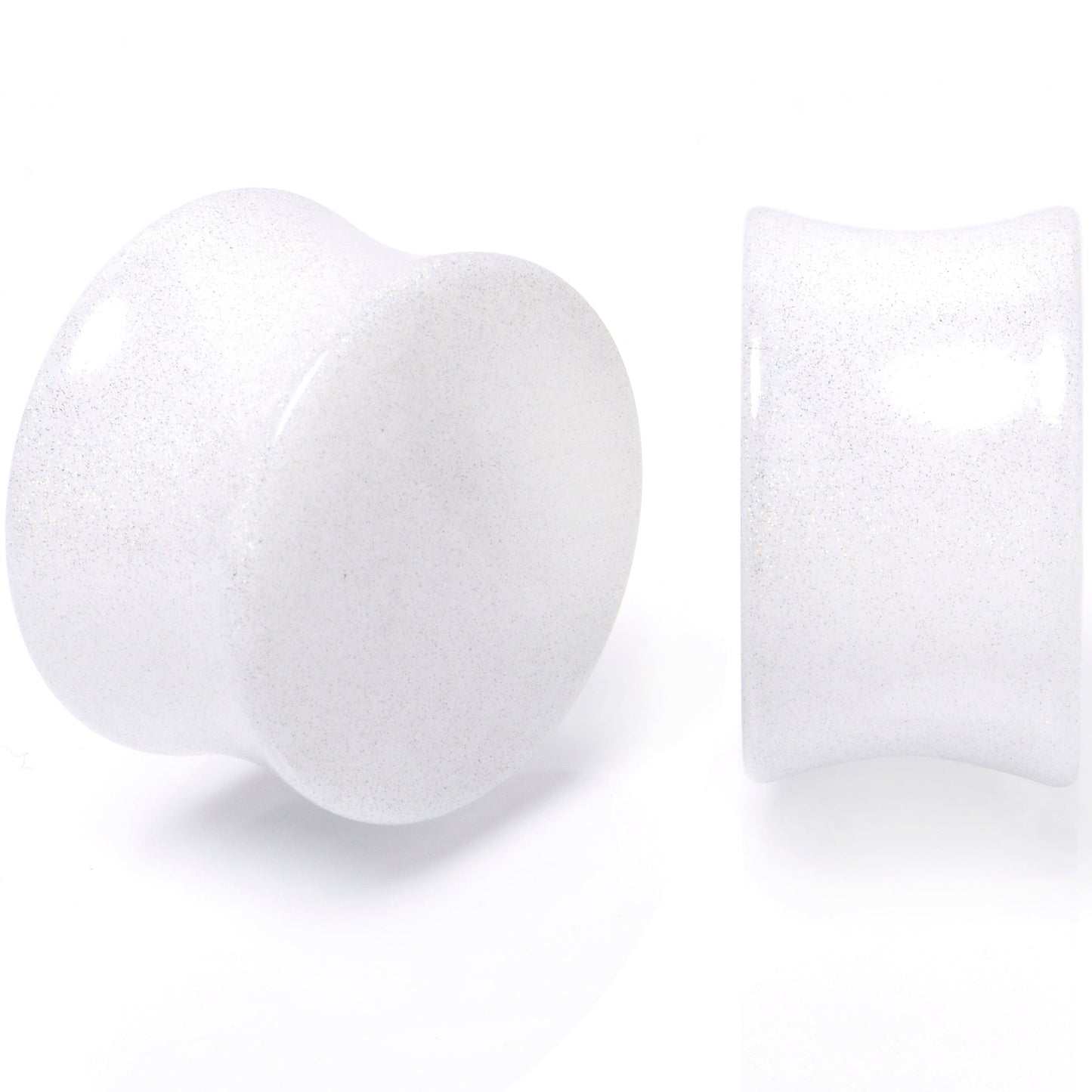 White Shimmer Acrylic Double Flare Plug Set 6mm to 20mm Sizes