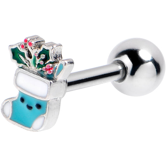 16G 5/16 Festive Blue Christmas Stocking Cartilage Tragus Earring