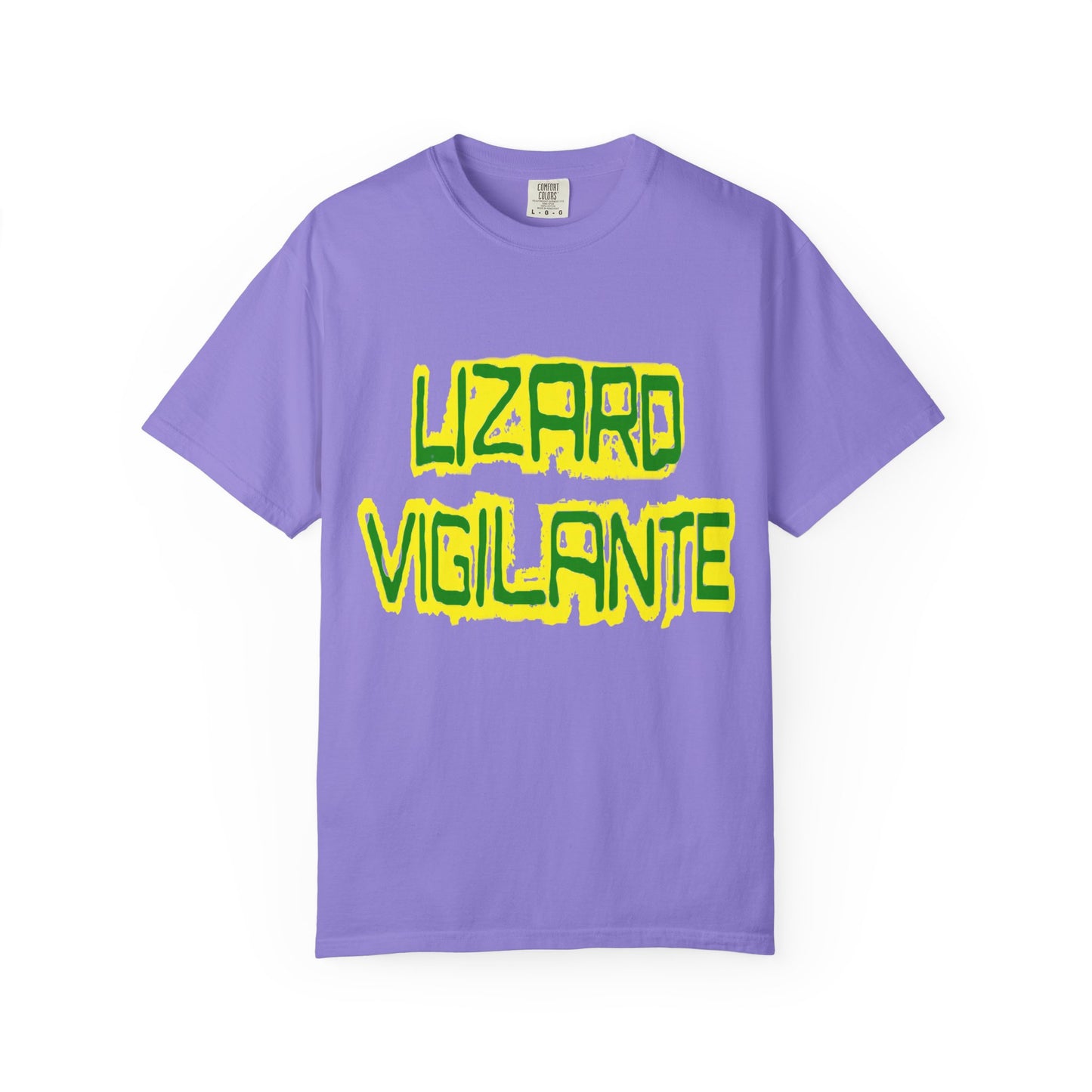 Lizard Vigilante Graphic T-Shirt — Bold Green & Yellow Streetwear Tee