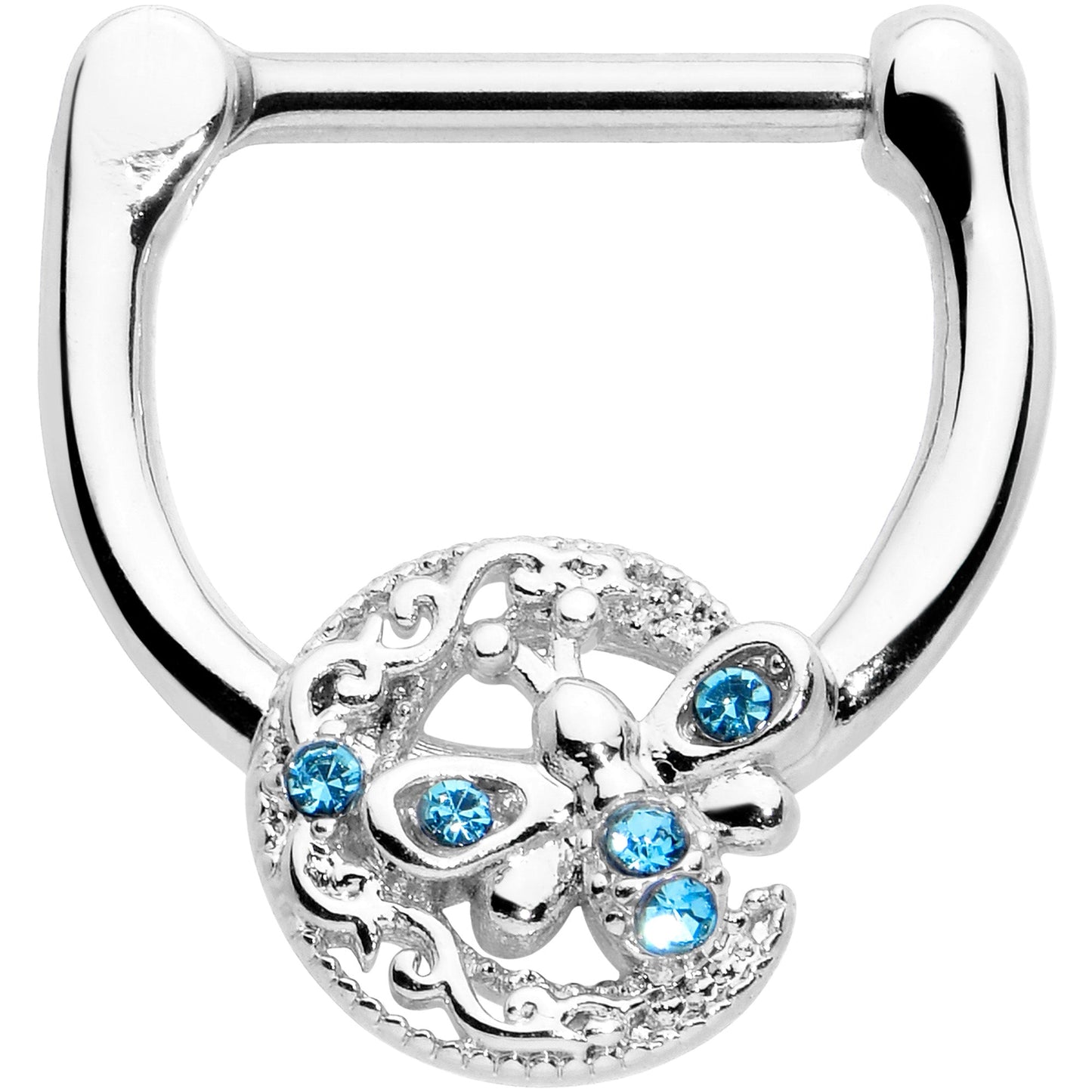 16G 5/16 Blue Gem Lunar Dragonfly Cartilage Clicker