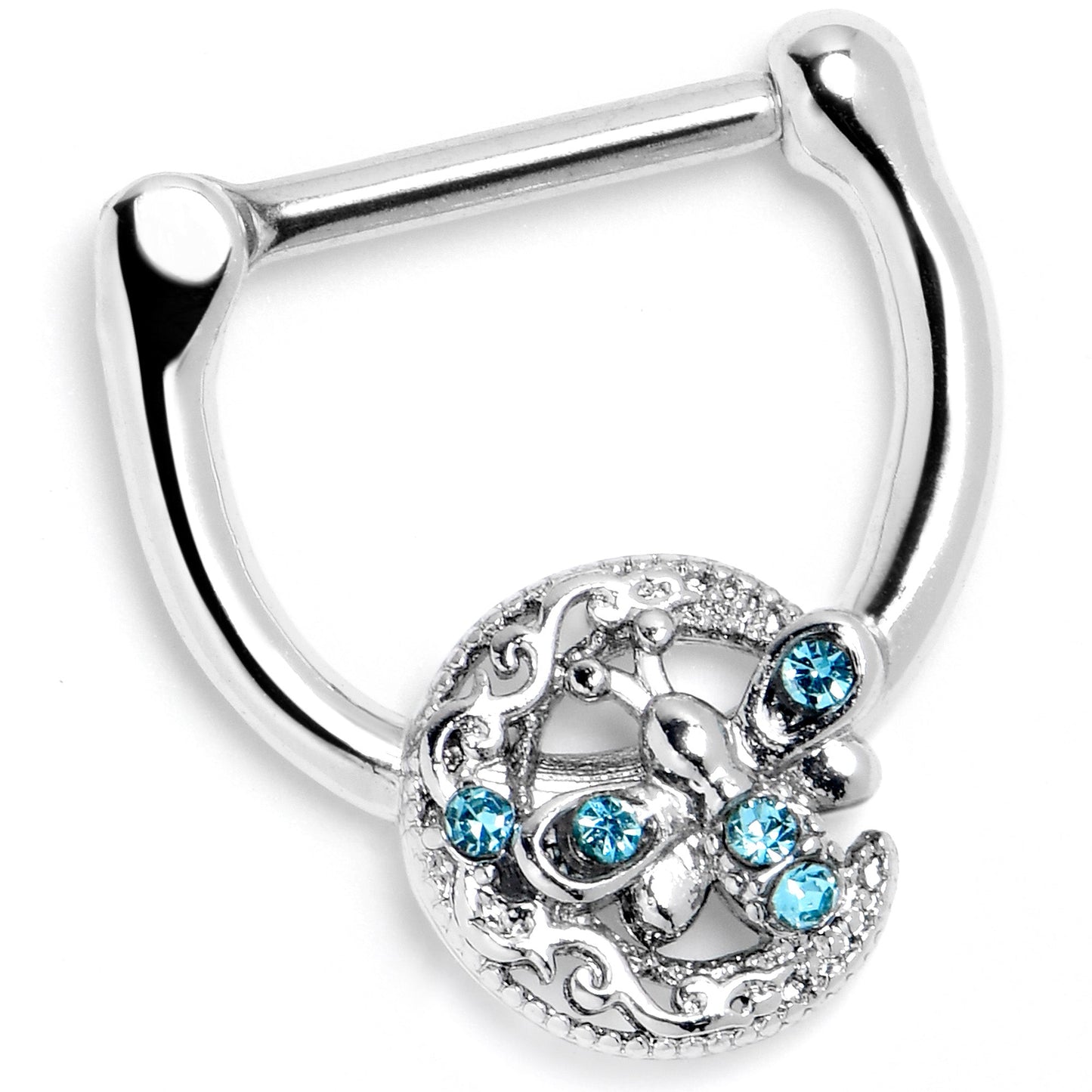 16G 5/16 Blue Gem Lunar Dragonfly Cartilage Clicker