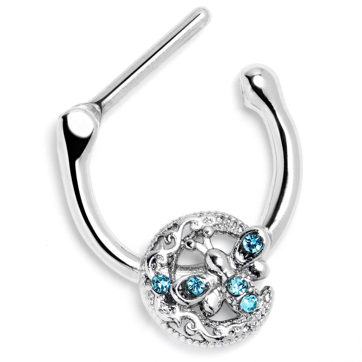 16G 5/16 Blue Gem Lunar Dragonfly Cartilage Clicker