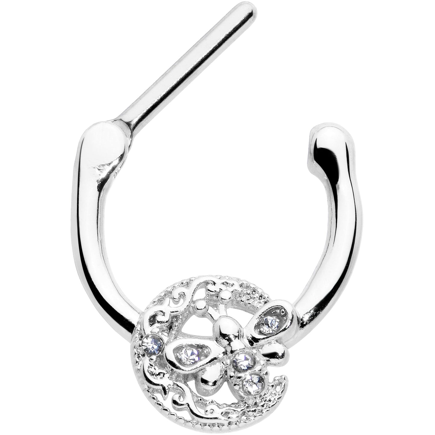 16G 5/16 Clear Gem Lunar Dragonfly Cartilage Clicker