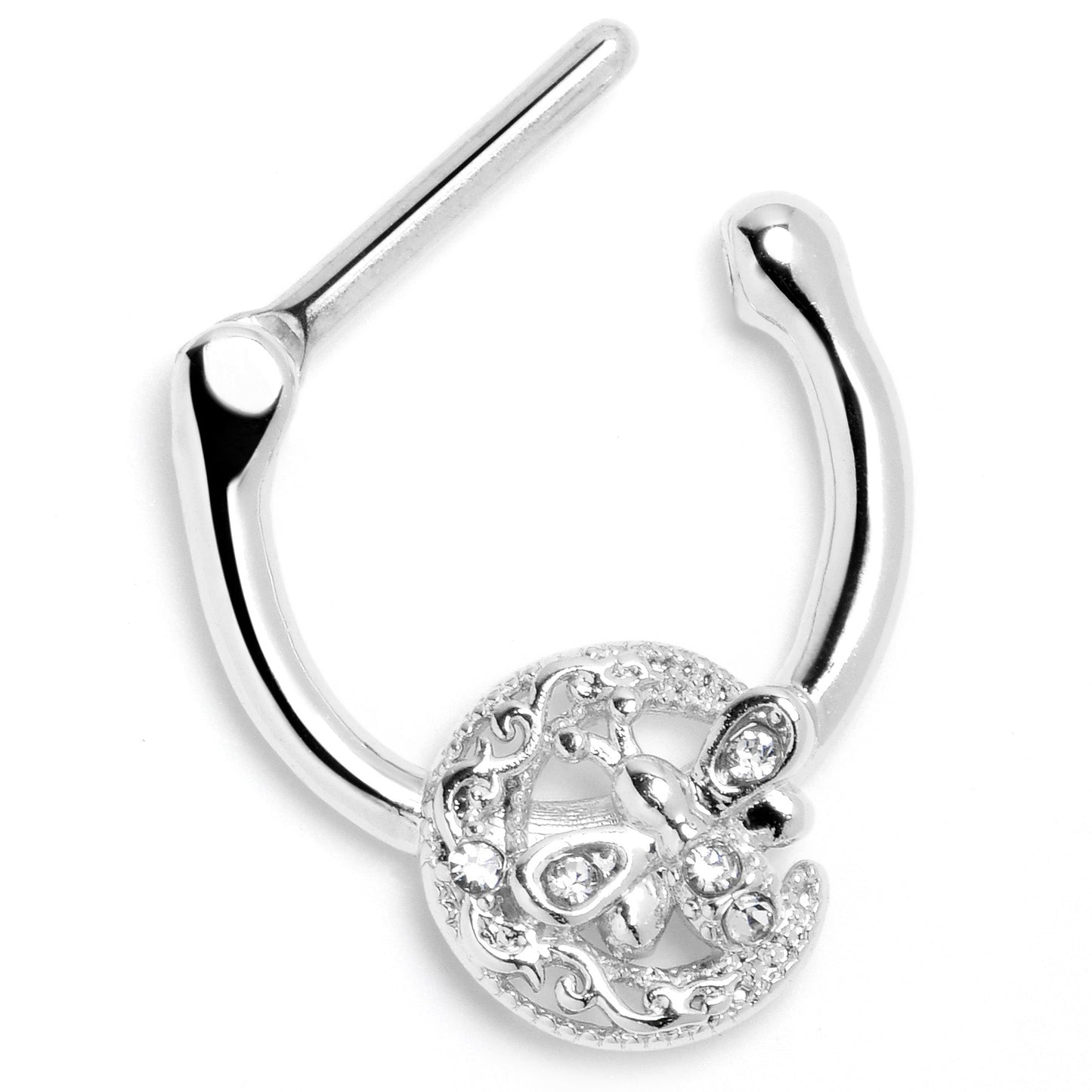 16G 5/16 Clear Gem Lunar Dragonfly Cartilage Clicker