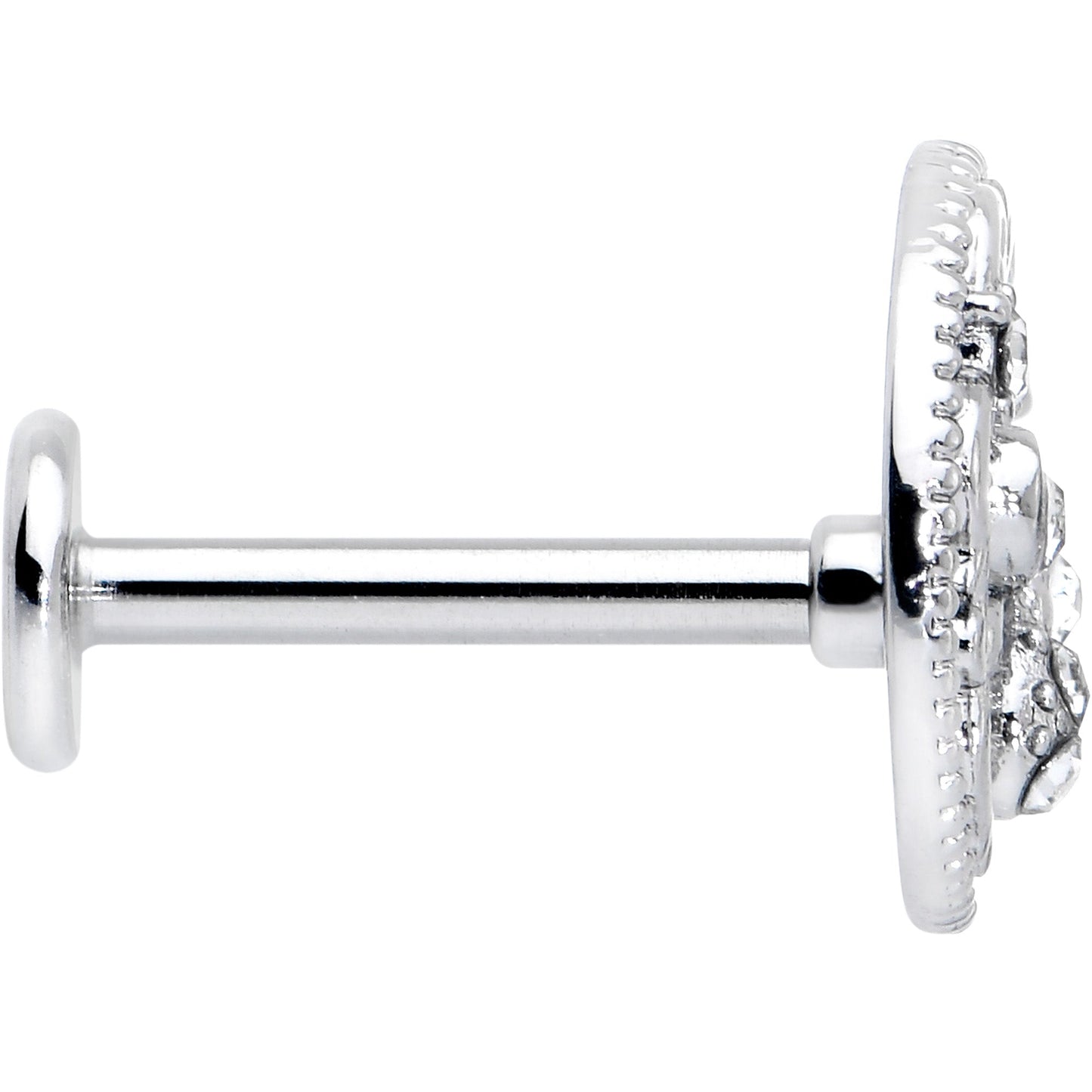 16G 5/16 Clear Gem Lunar Dragonfly Internally Threaded Labret Tragus