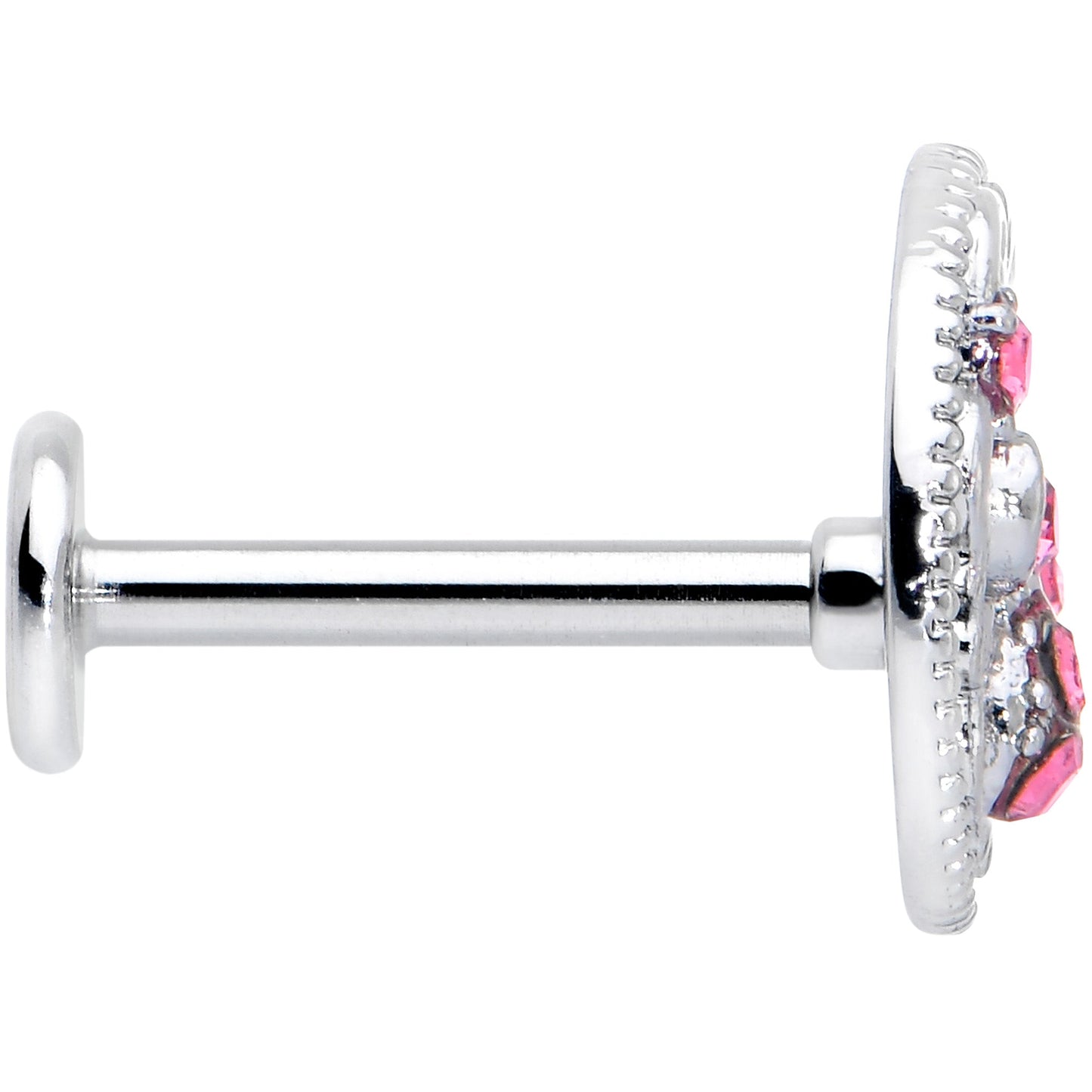 16G 5/16 Pink Gem Lunar Dragonfly Internally Threaded Labret Tragus