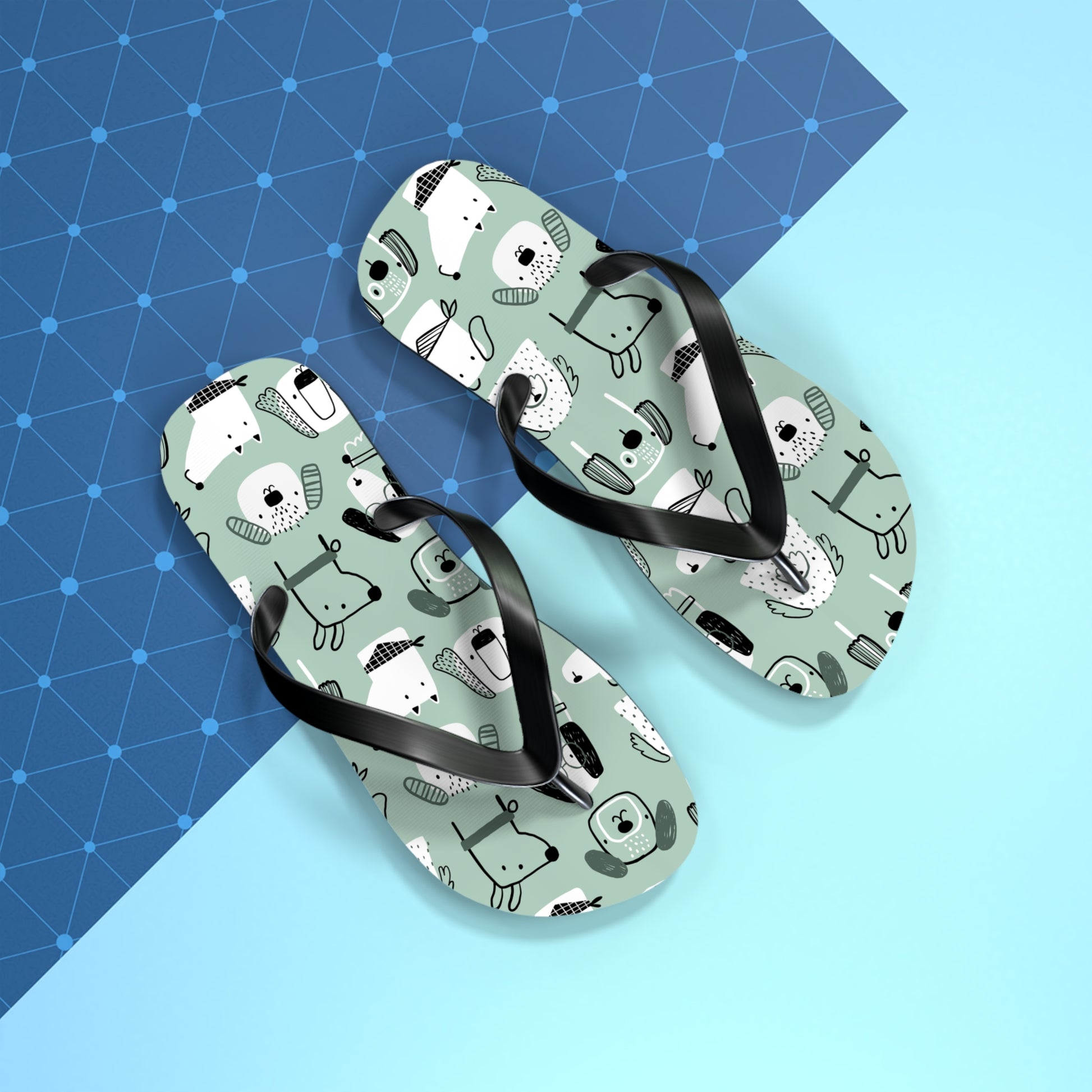 Illustrated Doggers Flip Flops - Lizard Vigilante