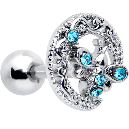16G 1/4 Blue Gem Lunar Dragonfly Cartilage Tragus Earring