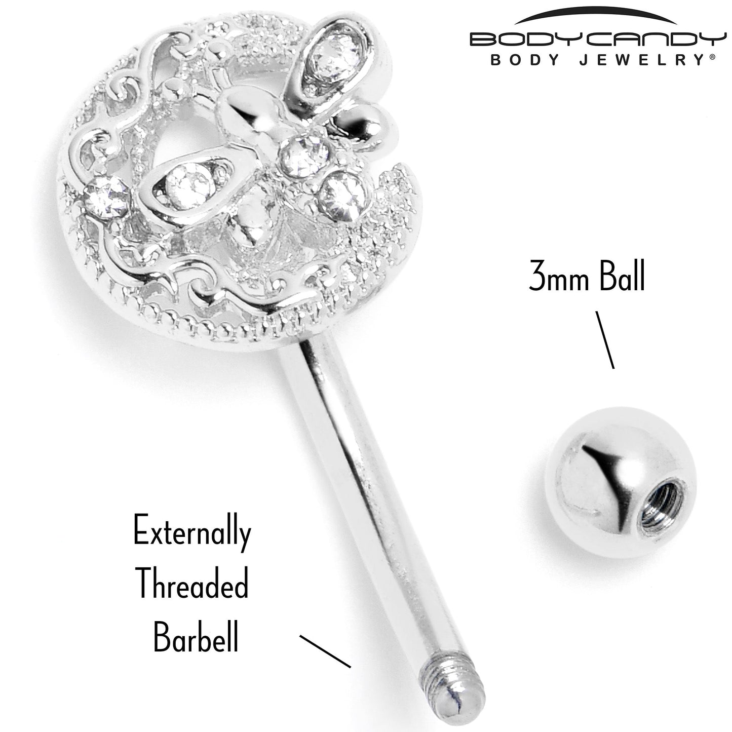 16G 5/16 Clear Gem Lunar Dragonfly Curved Eyebrow Ring