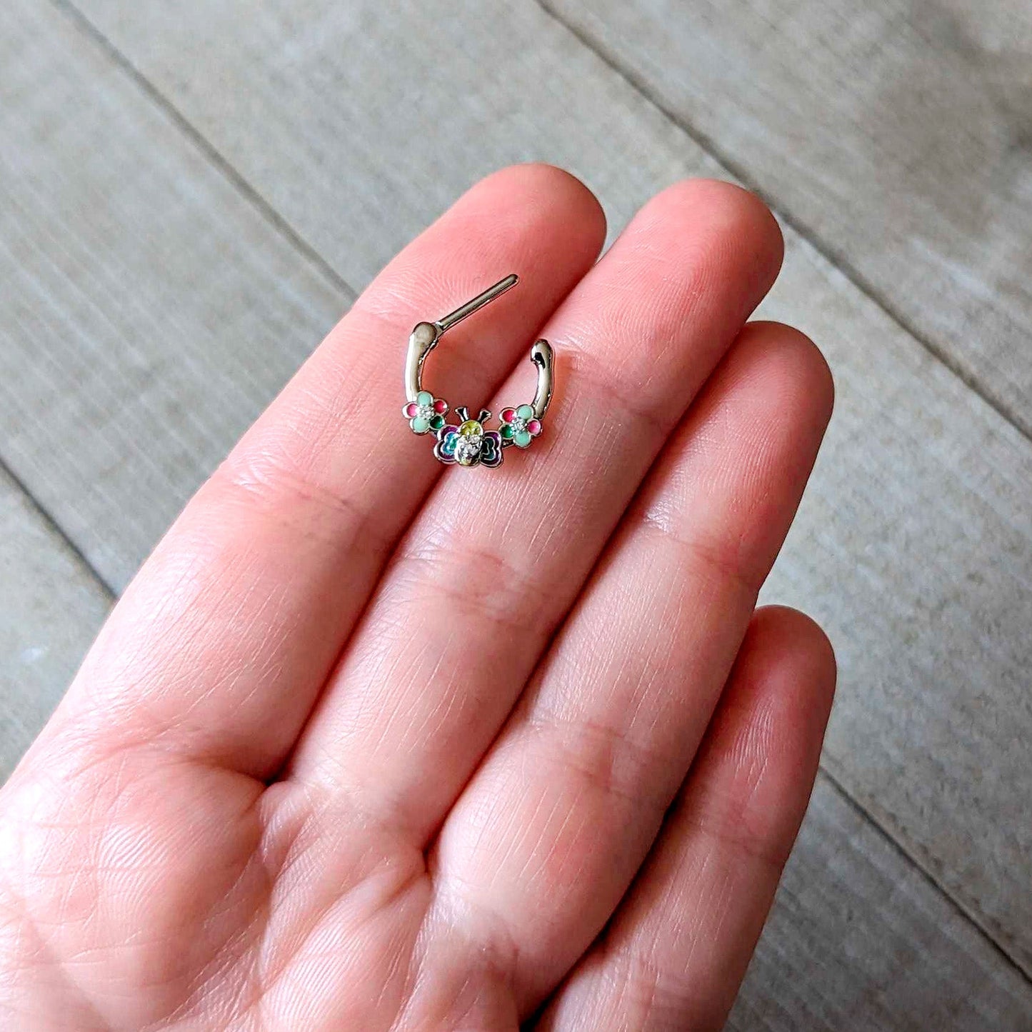 16G 5/16 Clear CZ Gem Butterfly Love Bug Flower Cartilage Clicker