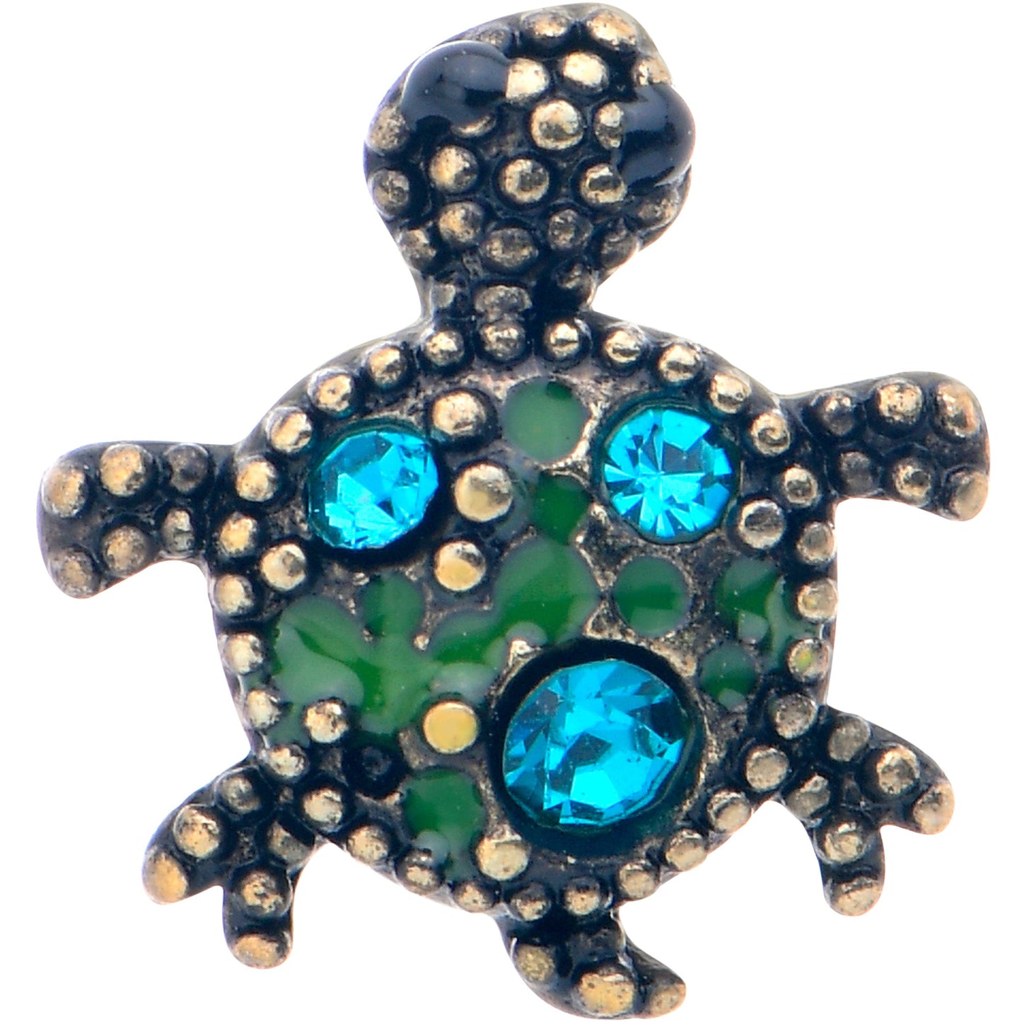 16G 1/4 Blue Gem Gold Hue Sweet Sea Turtle Cartilage Tragus Earring