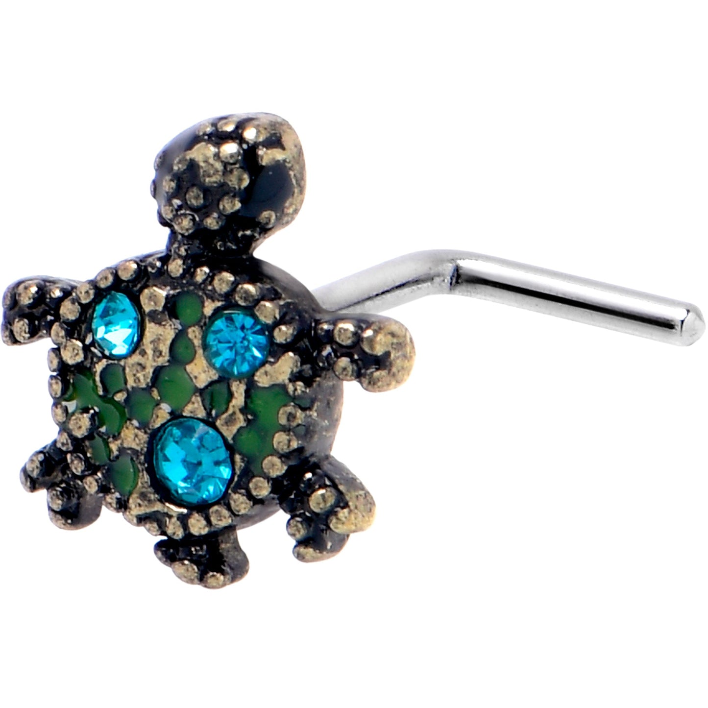 20G 7mm Blue Gem Sweet Sea Turtle L Shape Nose Ring