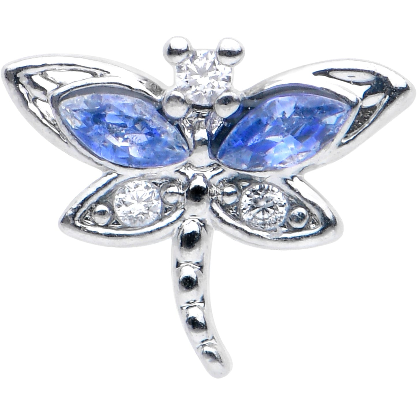16G 5/16 Blue CZ Gem Dragonfly Style Labret Monroe Tragus