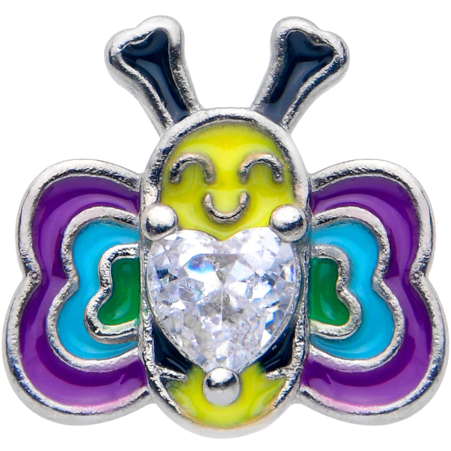 16G 5/16 Clear CZ Gem Butterfly Love Bug Labret Monroe Tragus