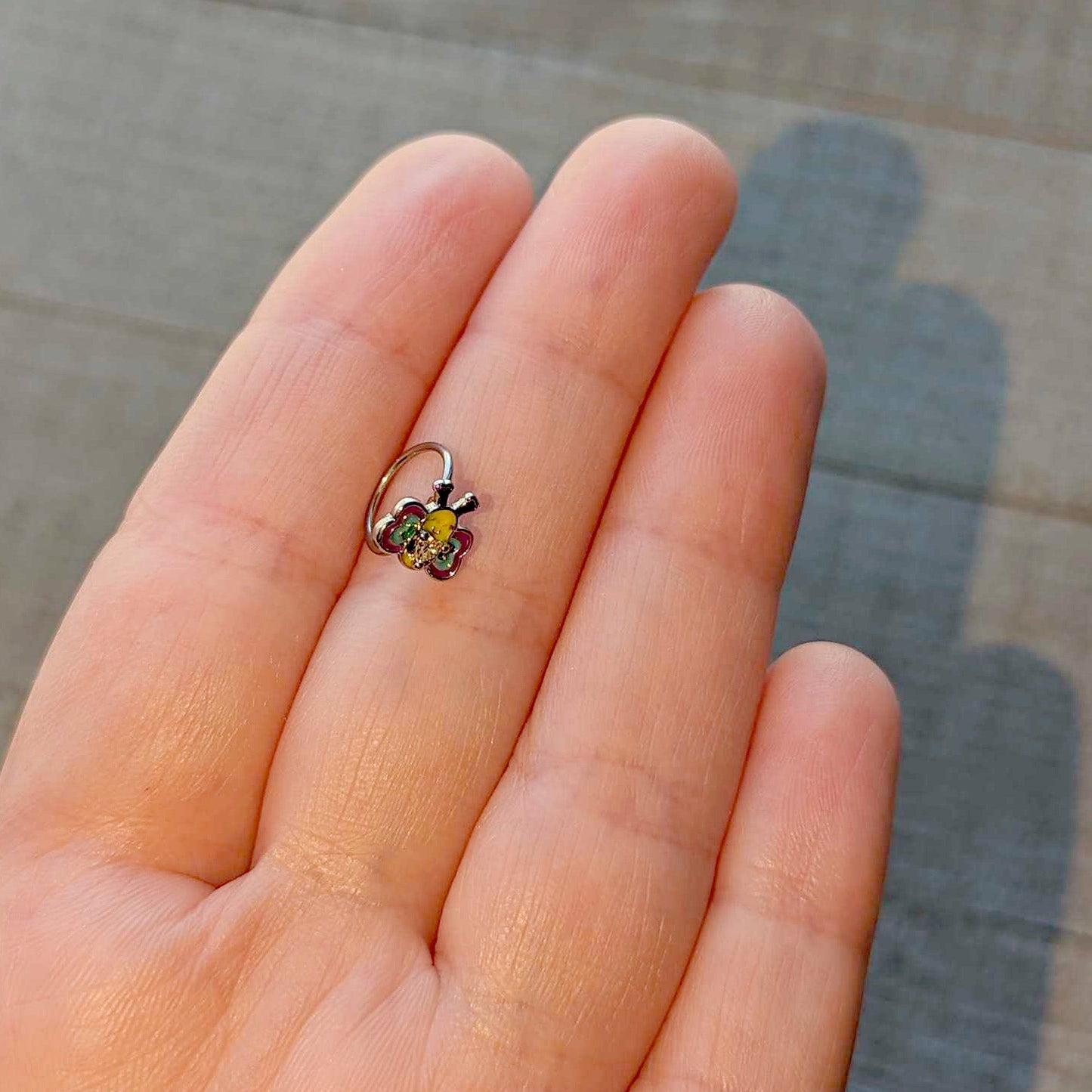 20G 5/16 Clear CZ Gem Butterfly Love Bug Nose Hoop