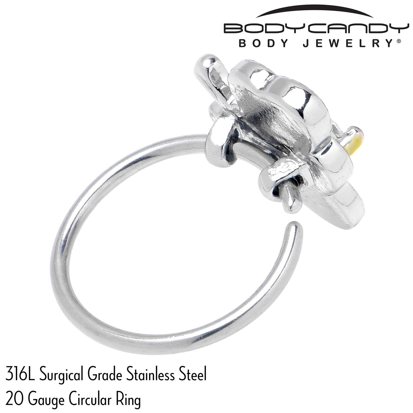 20G 5/16 Clear CZ Gem Butterfly Love Bug Nose Hoop