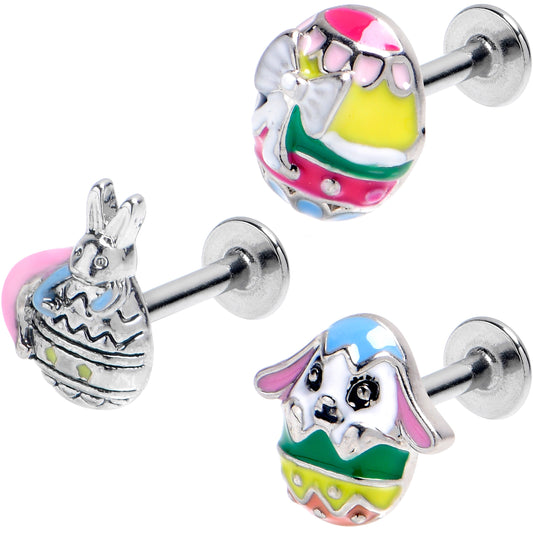 16G 5/16 Easter Egg Bunny Labret Monroe Tragus Set of 3