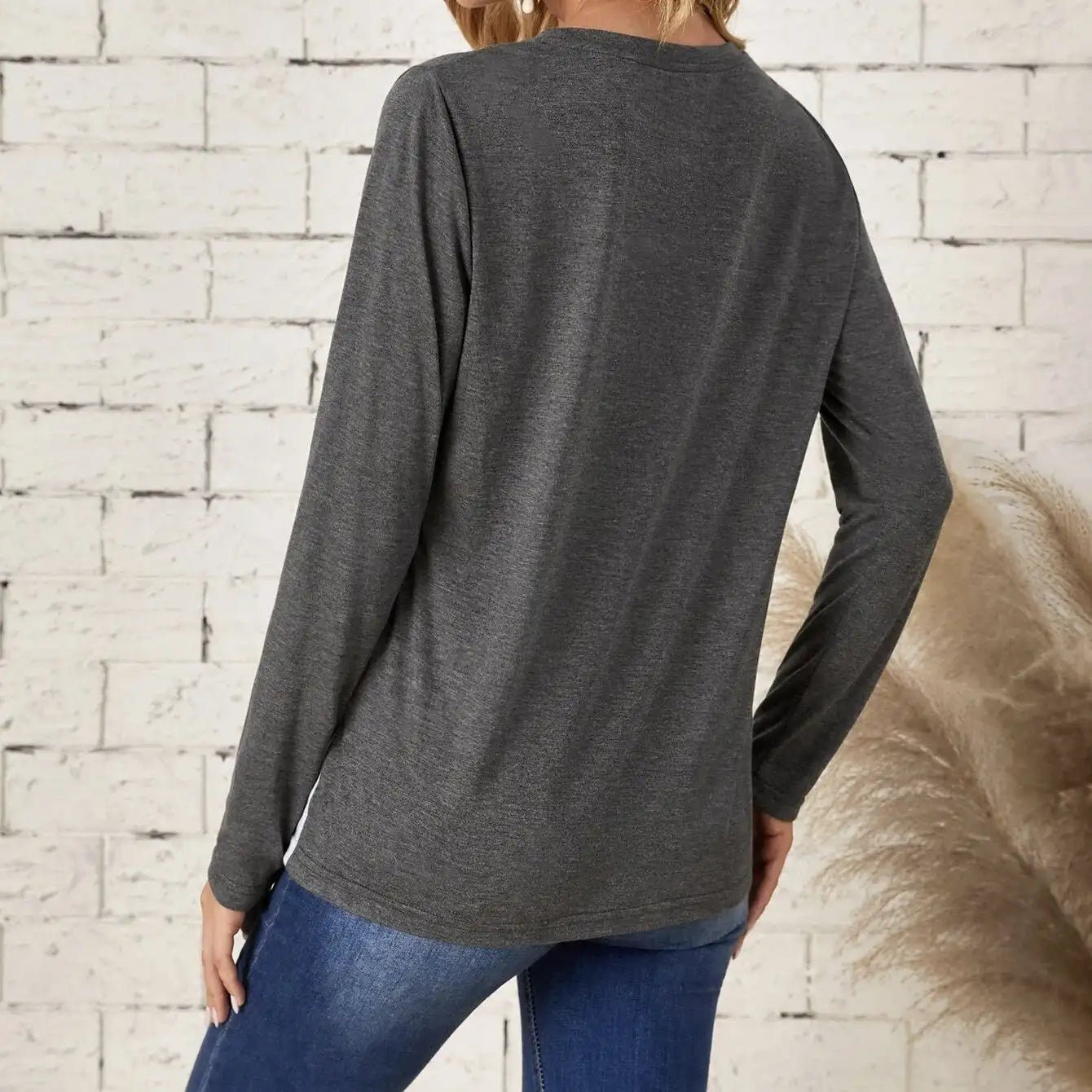 Ladies' Fashionable Casual Patchwork Color Long Sleeved T-shirt Top