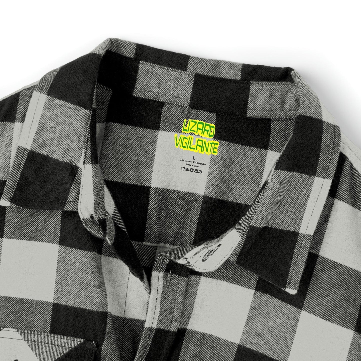 Black/Gray Unisex Flannel Shirt - Lizard Vigilante