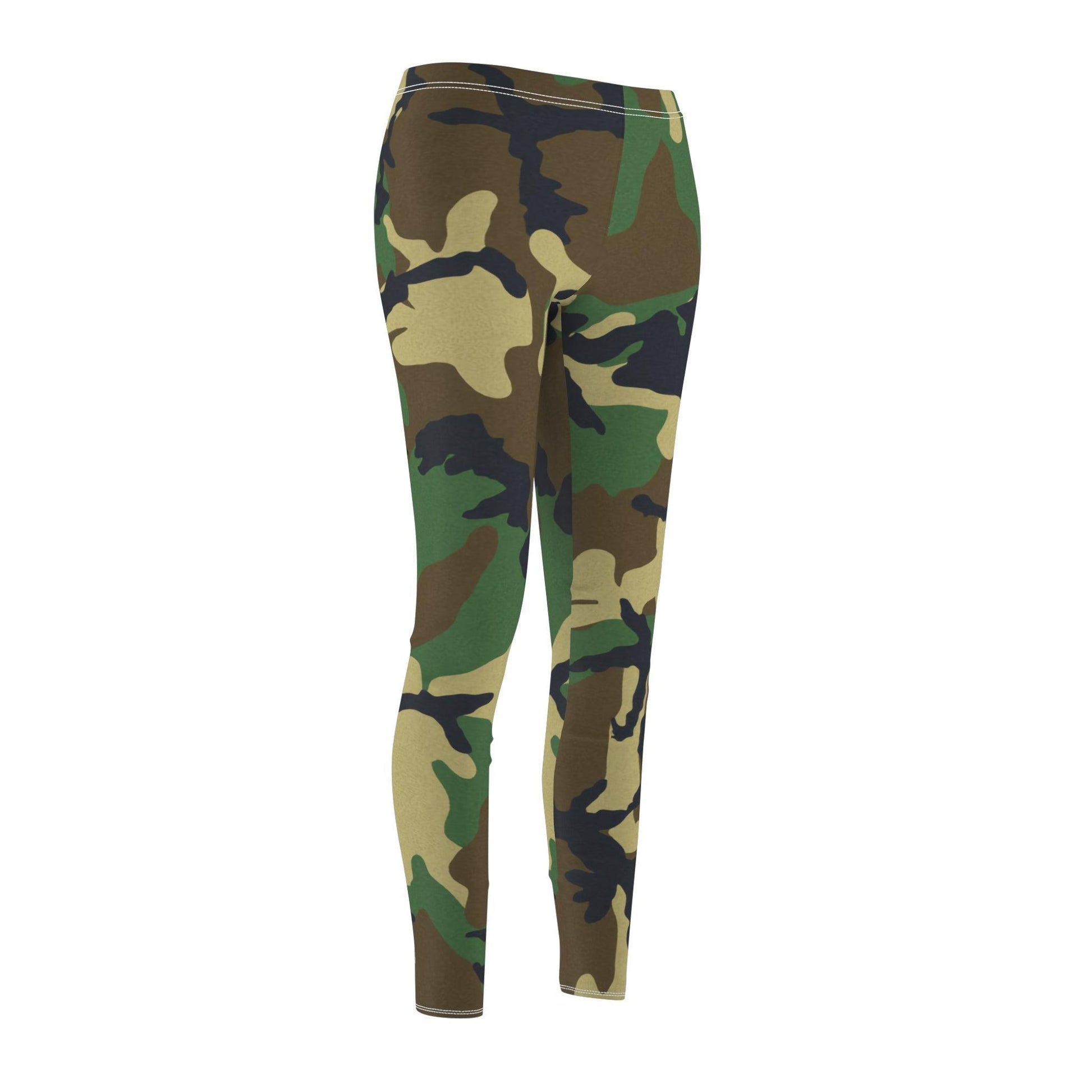 Green Camouflage Women's Cut & Sew Casual Leggings - Lizard Vigilante