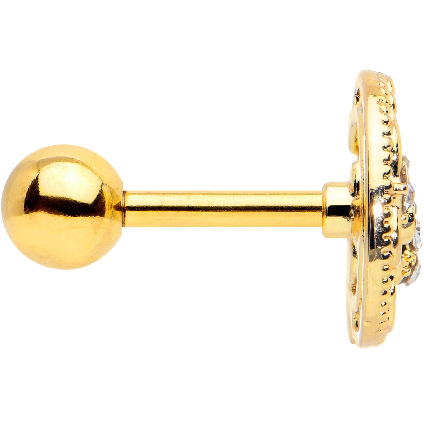 16G 1/4 Clear Gem Gold Tone Lunar Dragonfly Cartilage Earring